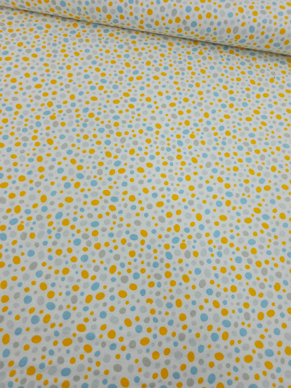 Marigold/Blue Irregular Tossed Pebbles Lightweight Flannel Cotton
