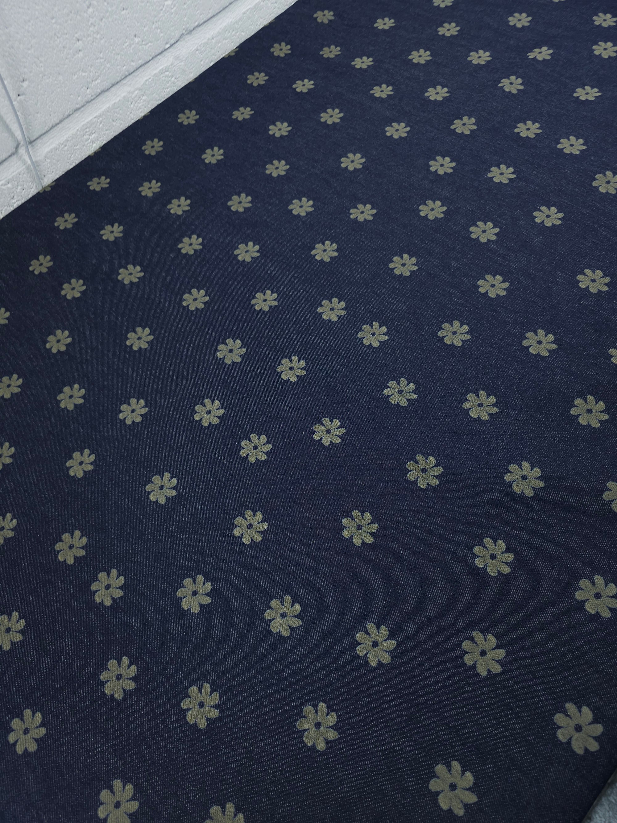 Indigo Navy Groovy Ditsy Daisy Denim