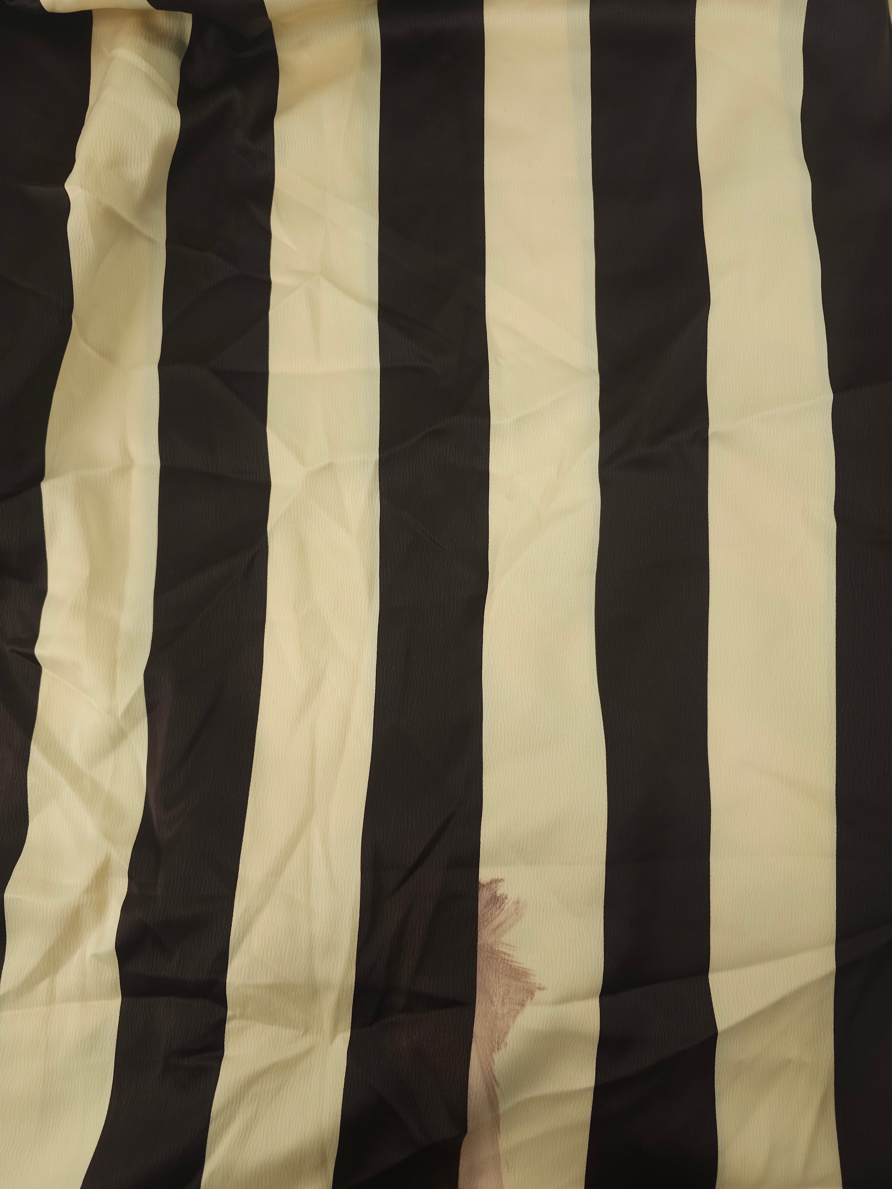 Dark cream wide stripe Viscose sateen- 3.4m piece