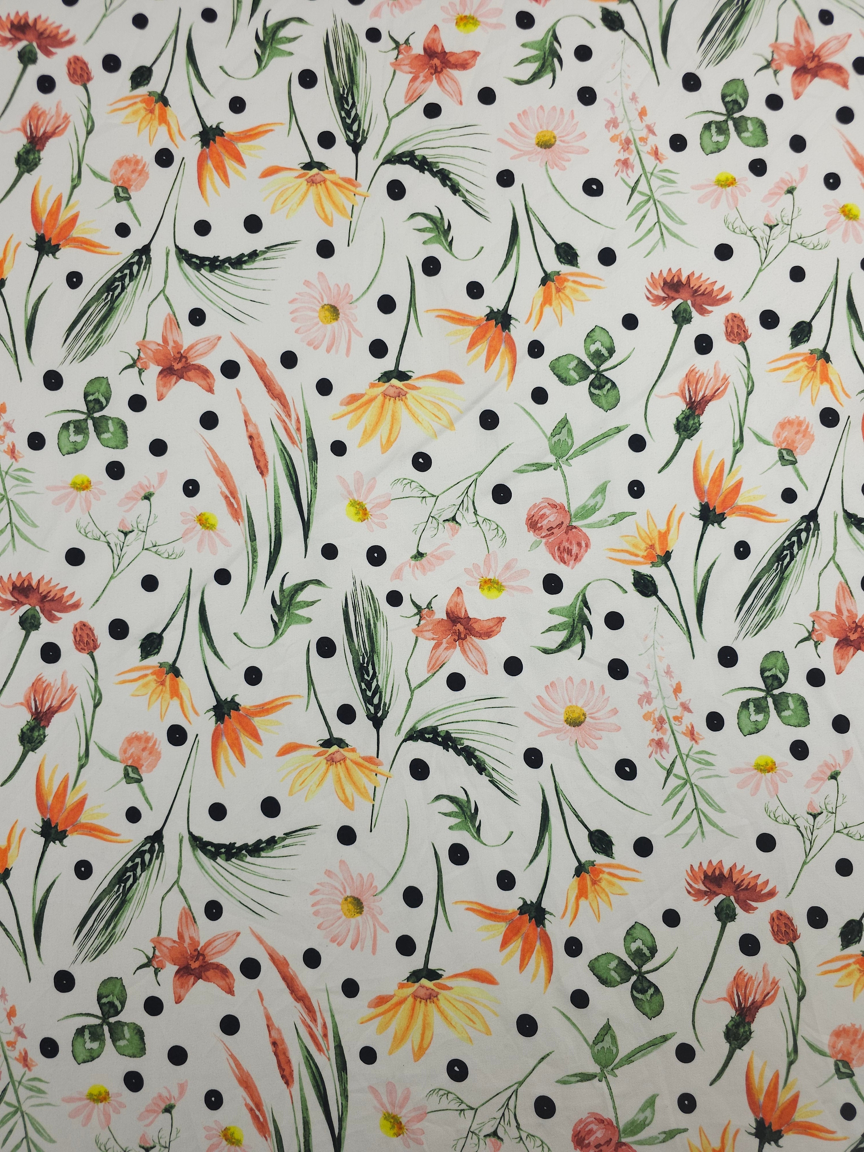 Floral Stem Polka Cotton Poplin