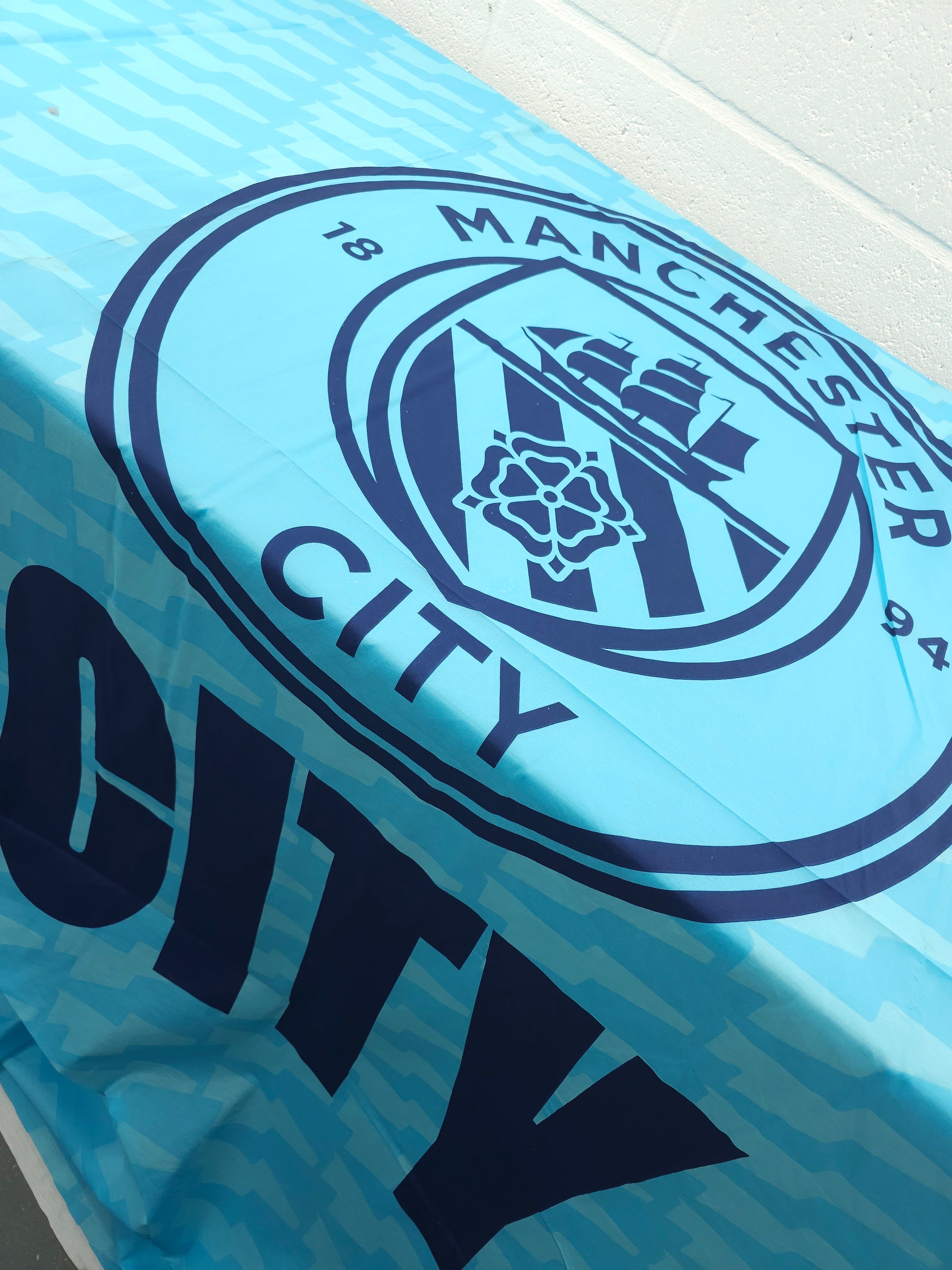 Manchester City FC Large Emblem 100% Cotton Football Fabric 94" - 1.55m Panel *EXTRA WIDE*