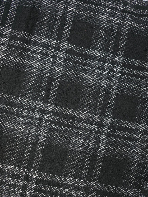 Black/White Tartan Lightweight Wool Mix