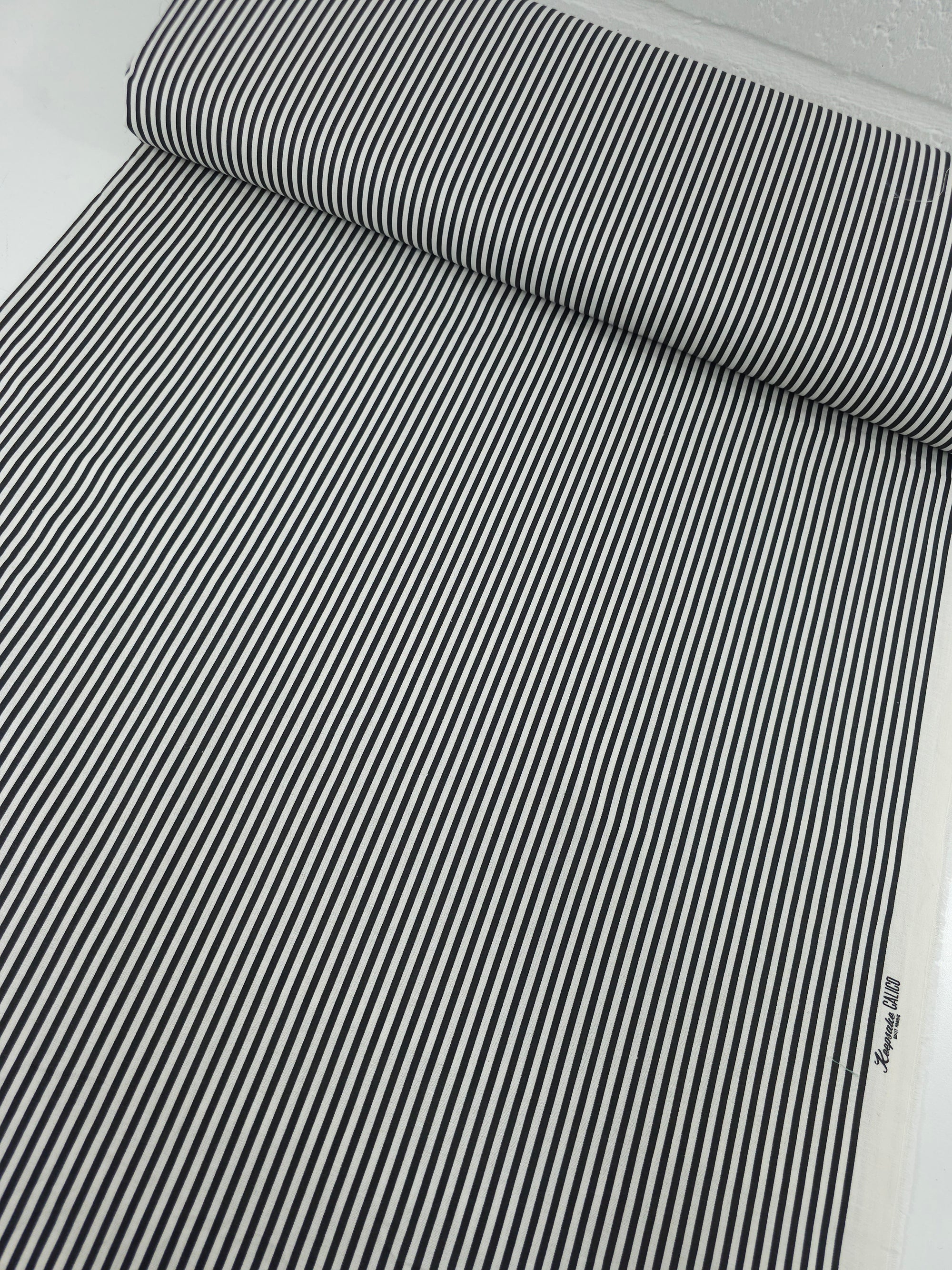Black/White Stripe 100% Cotton