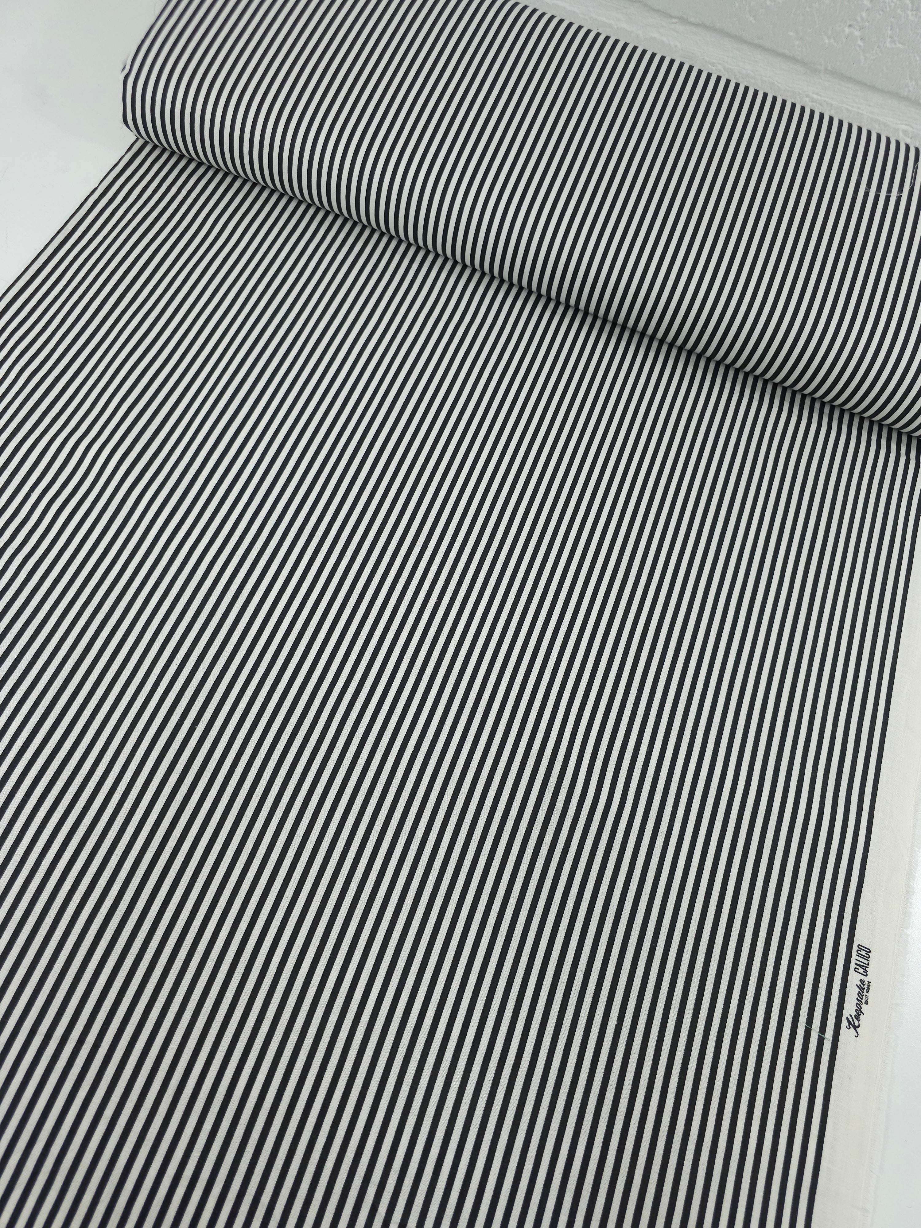 Black/White Stripe 100% Cotton