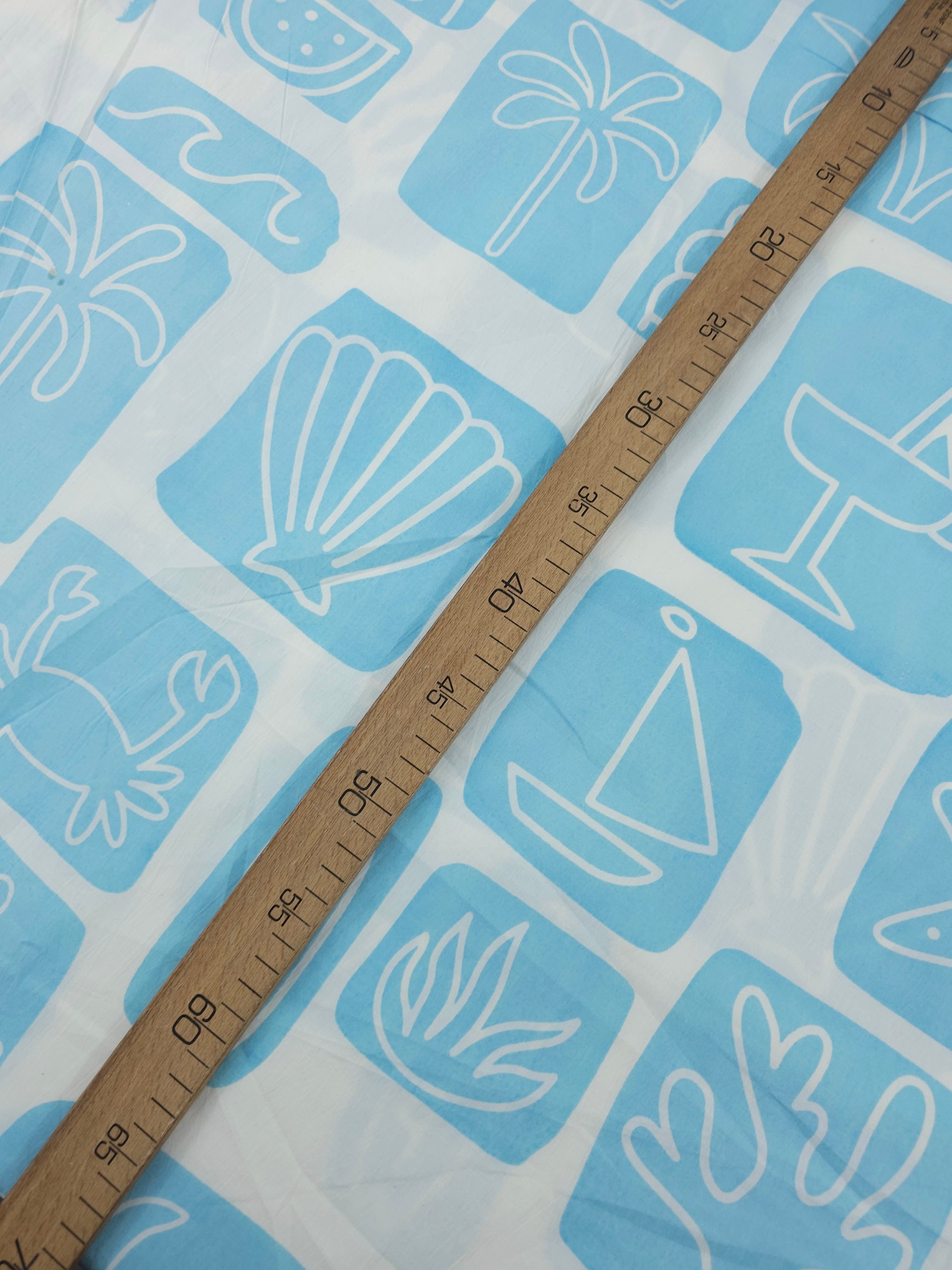 Light Blue Beach Tiles Lightweight Cotton