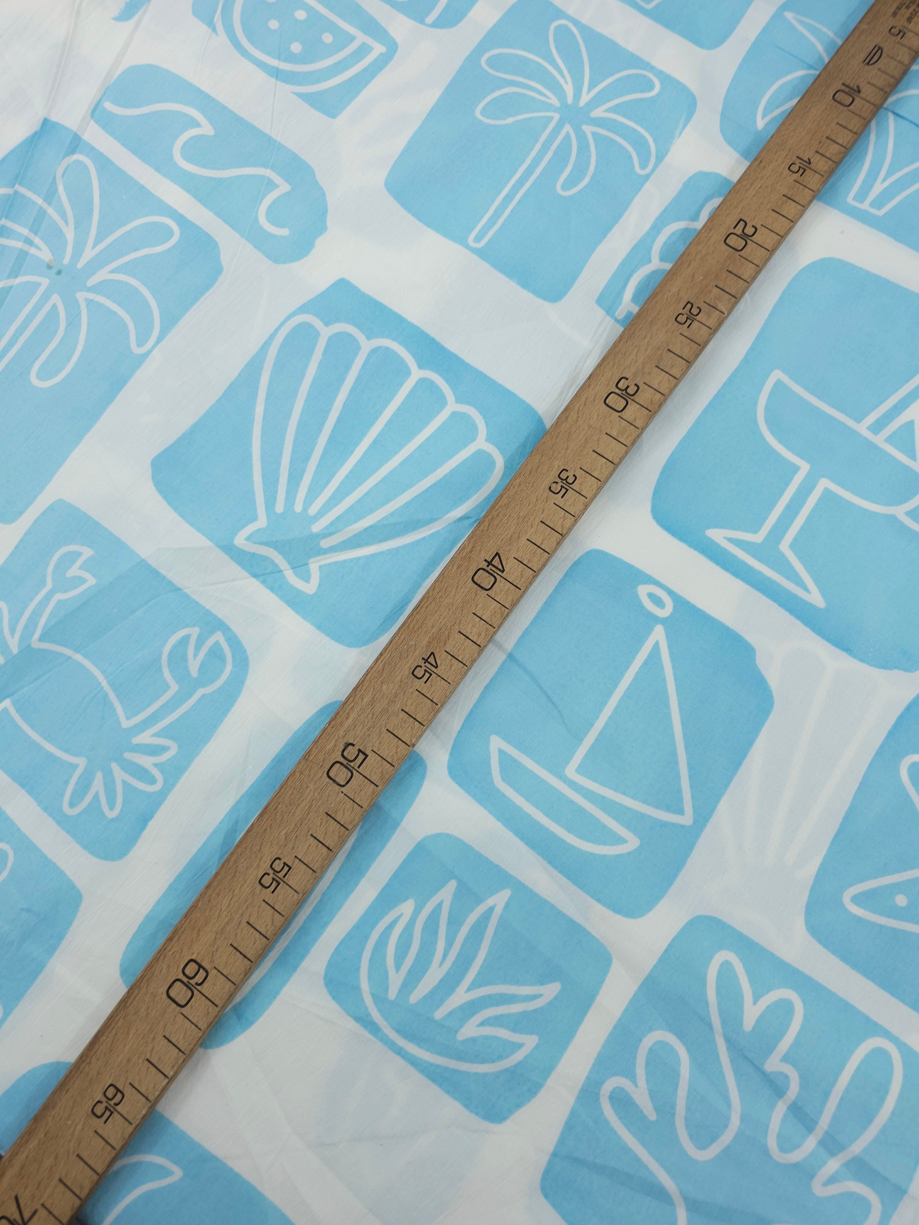 Light Blue Beach Tiles Lightweight Cotton
