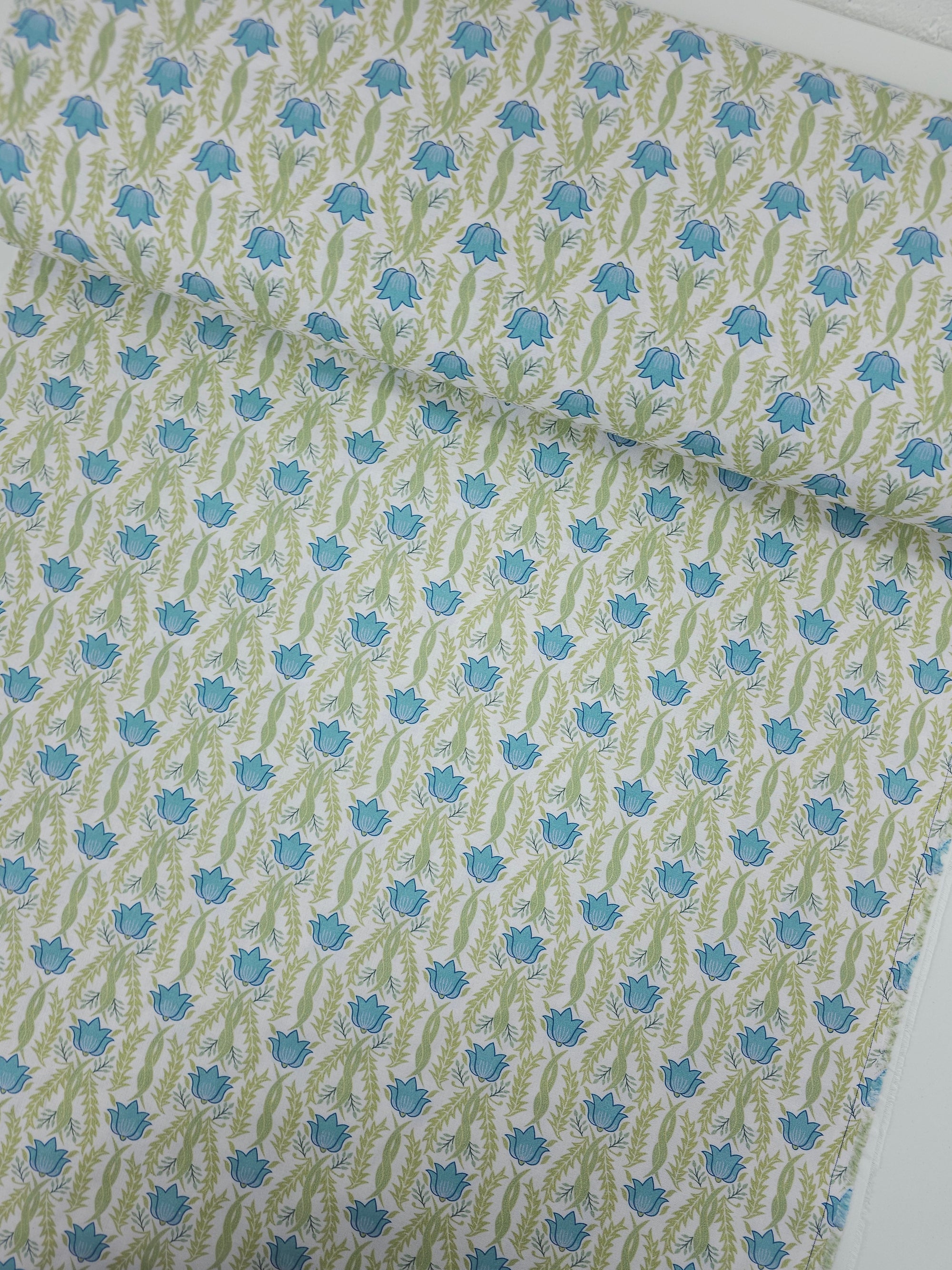 Lime/Blue Garden Delight Floral 100% Cotton