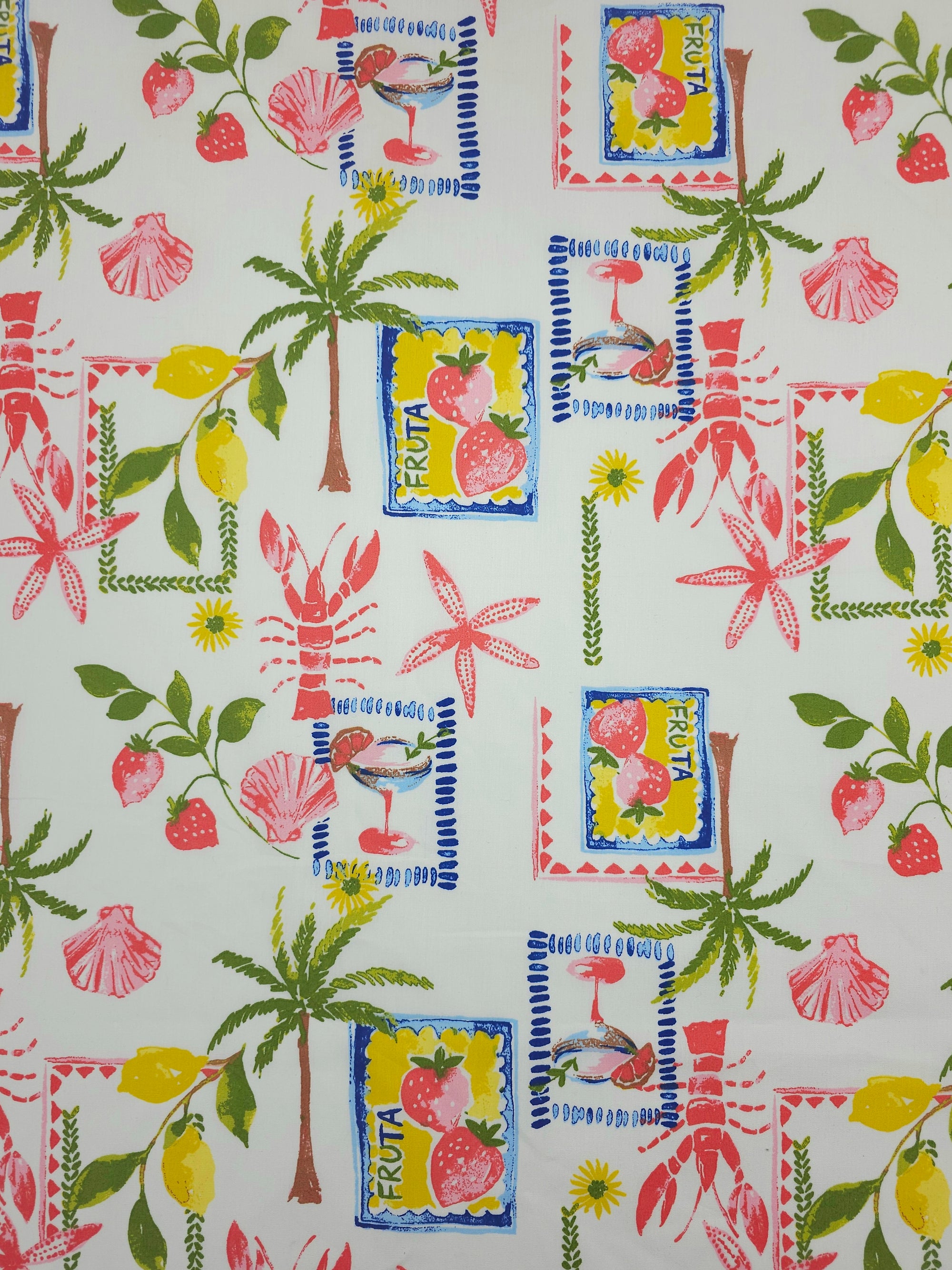 Cocktail Lobster Summer Cotton Poplin