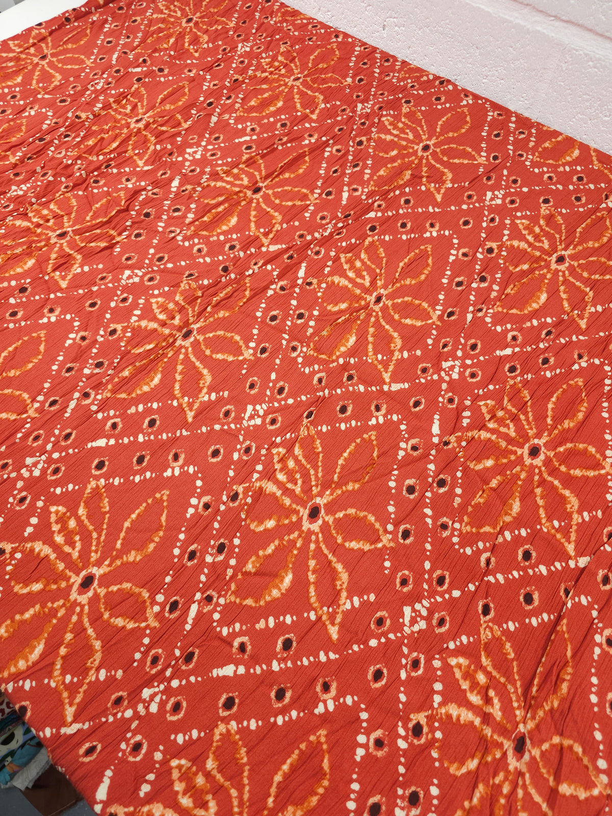 Rust Diamond Flower Crinkle Viscose