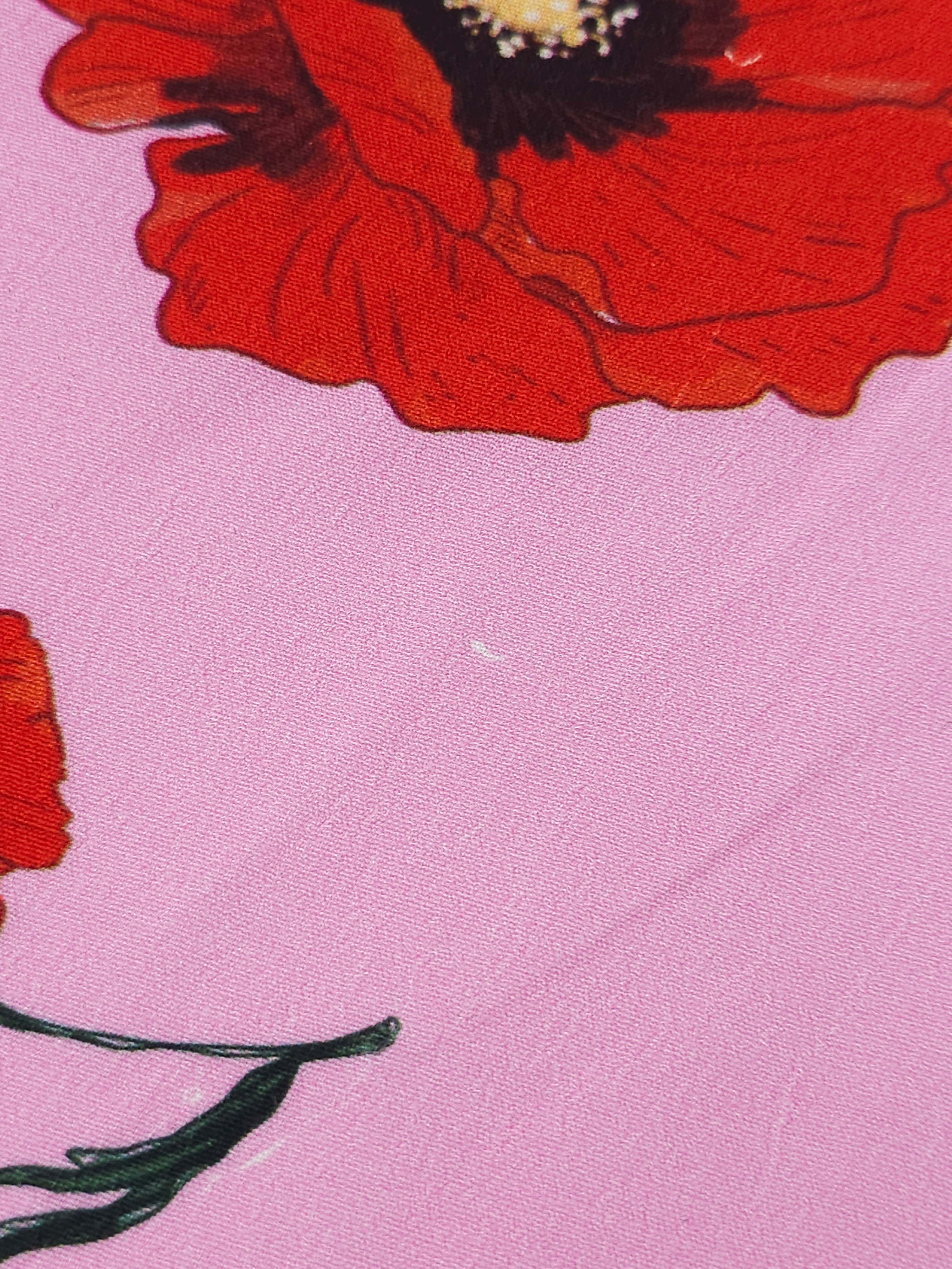 Pink/Red Poppy Floral Viscose Crepe *DEFECT*