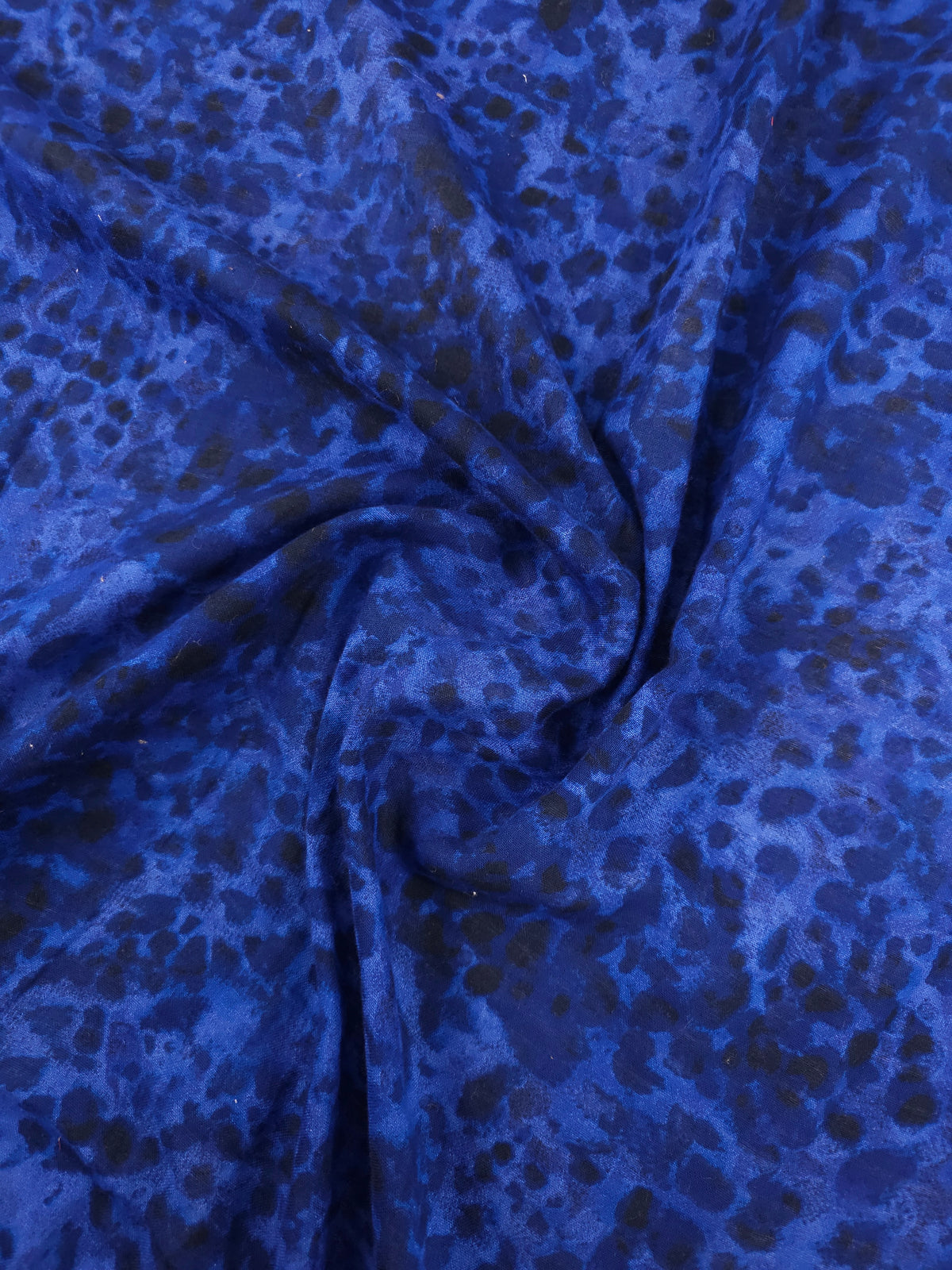Inky Blue Leopard Splodge Fine Double Gauze