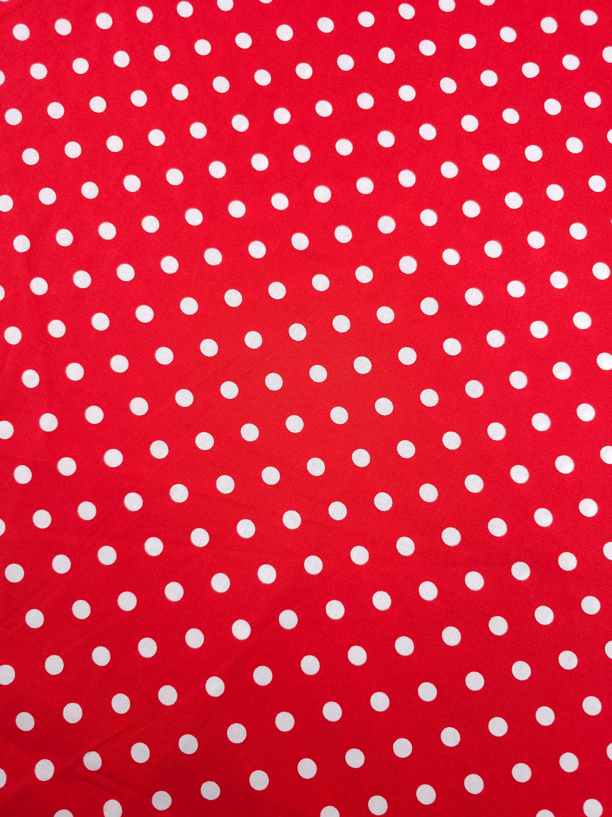 Red Small Polka Spot Lightweight Cotton 57"