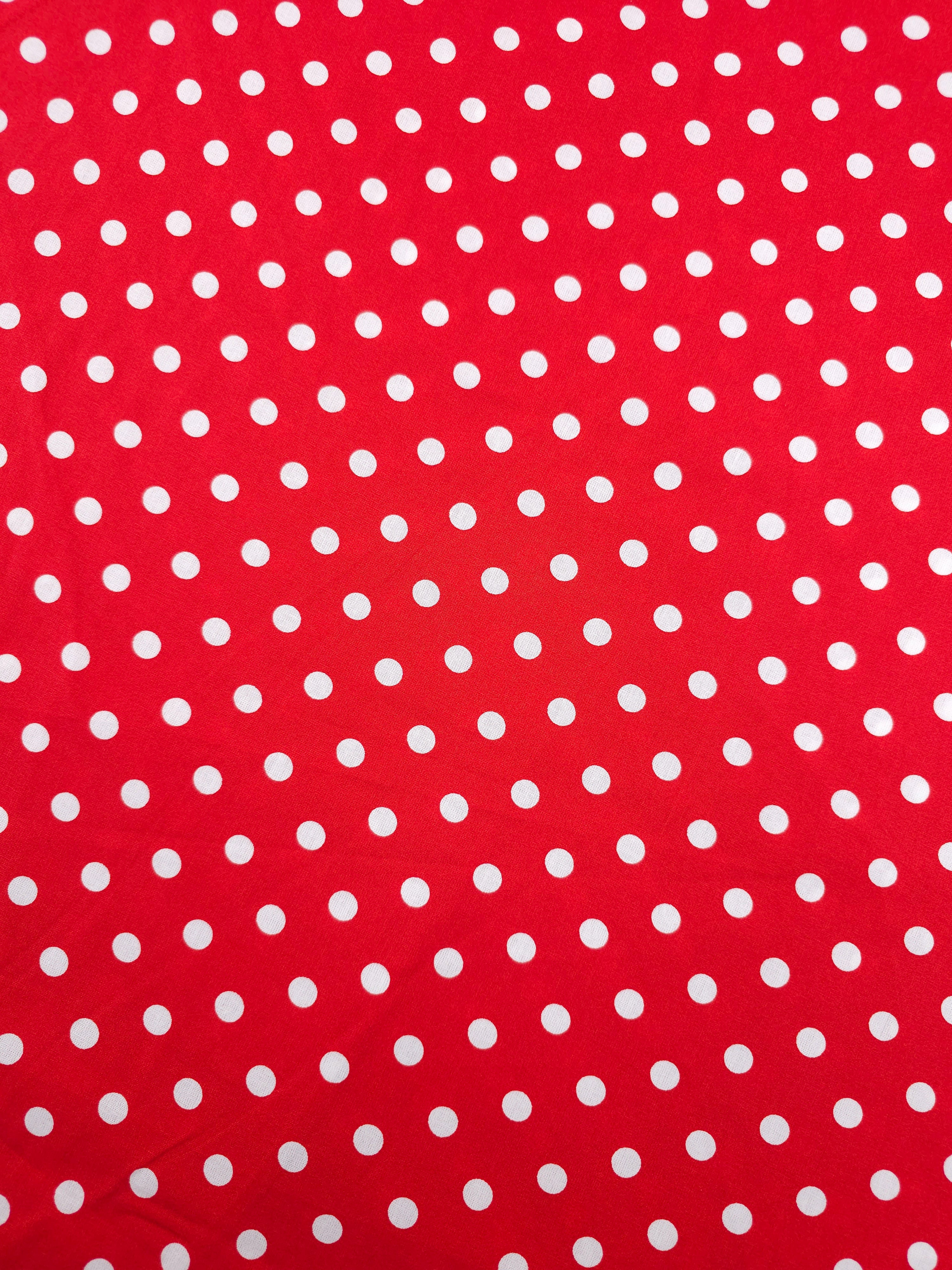 Red Small Polka Spot Lightweight Cotton 57"