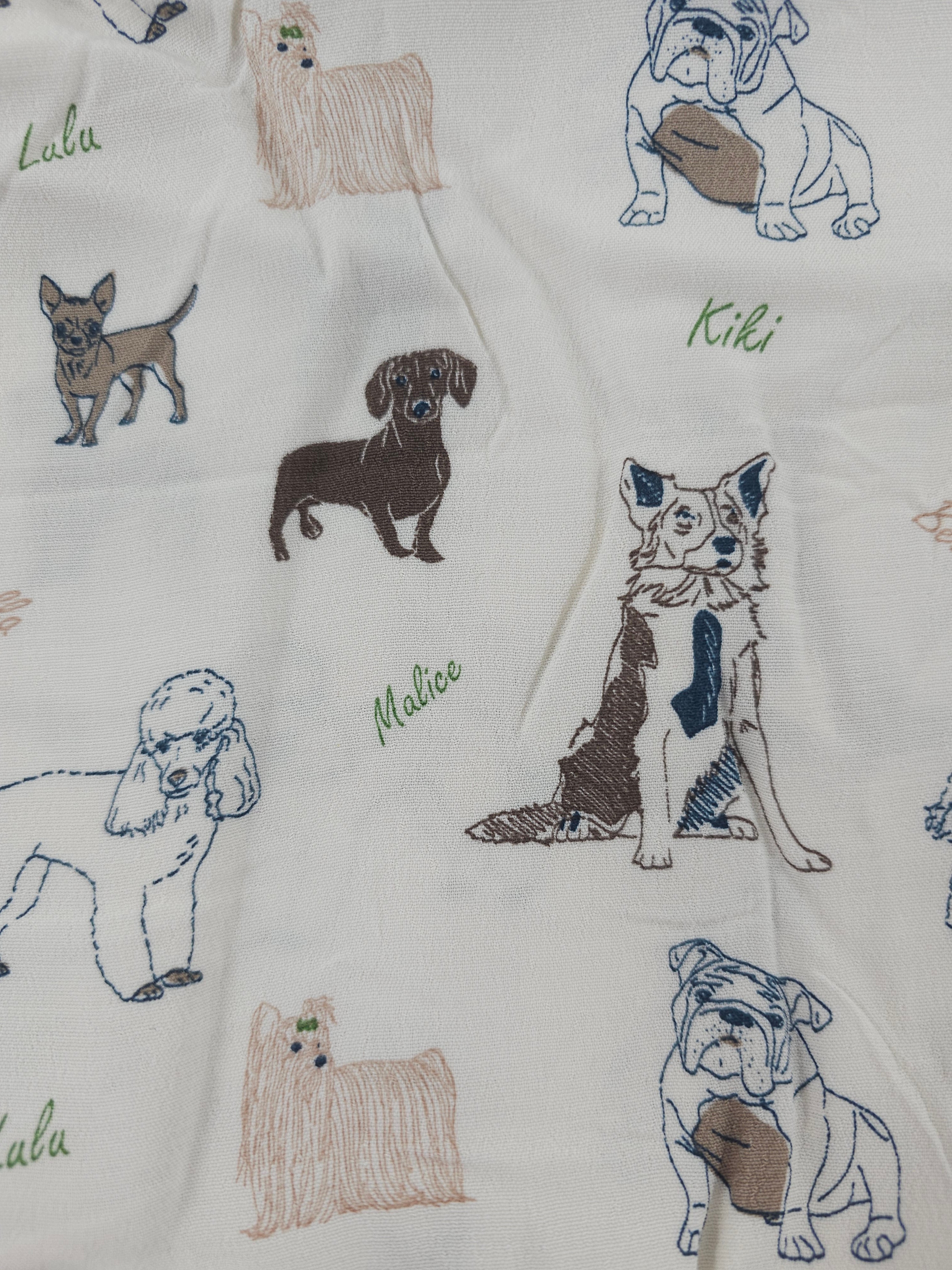 Sketched dogs Viscose crepe- 2.8m piece