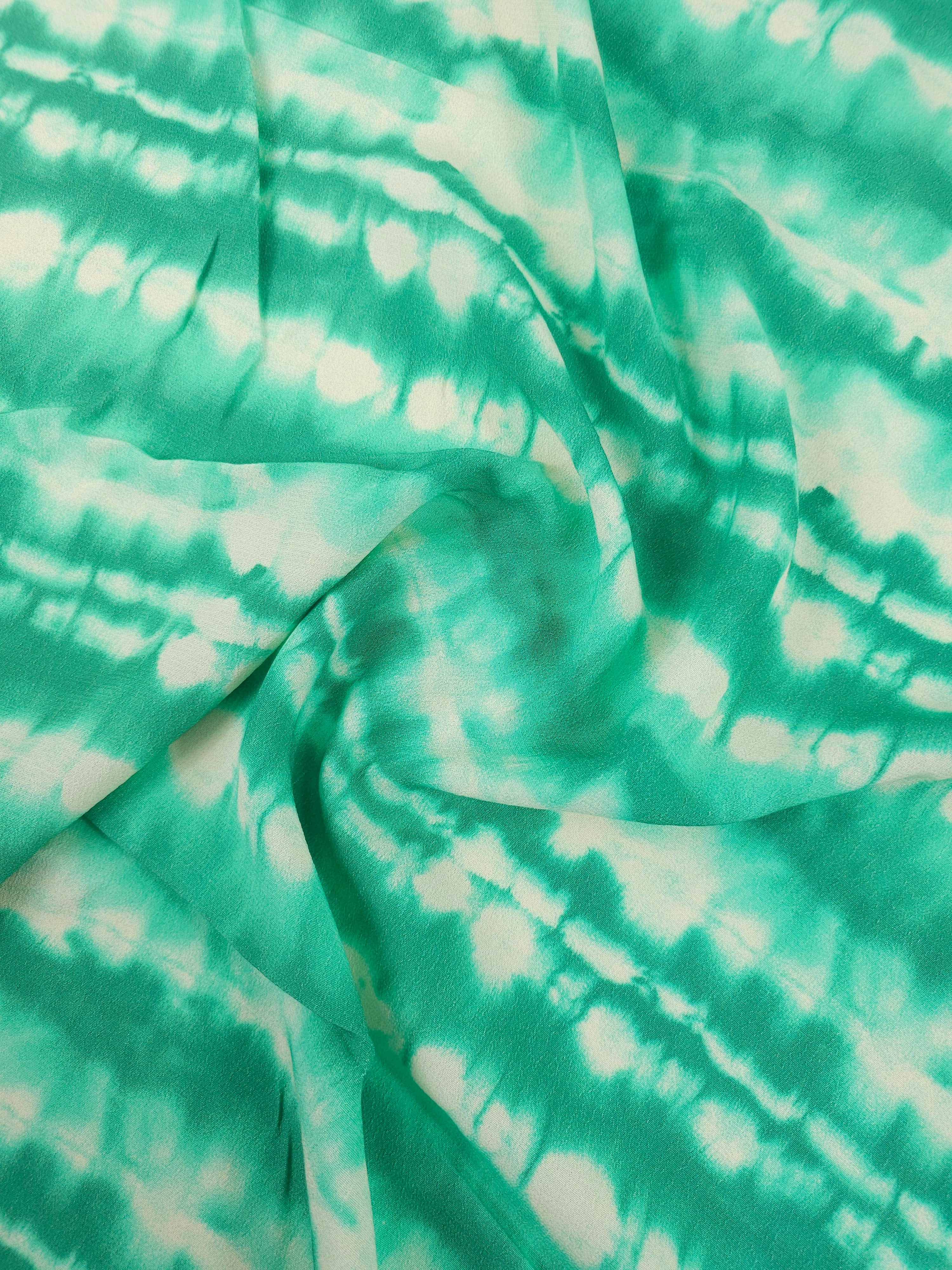 Minty Sage Abstract Blur Viscose Crepe