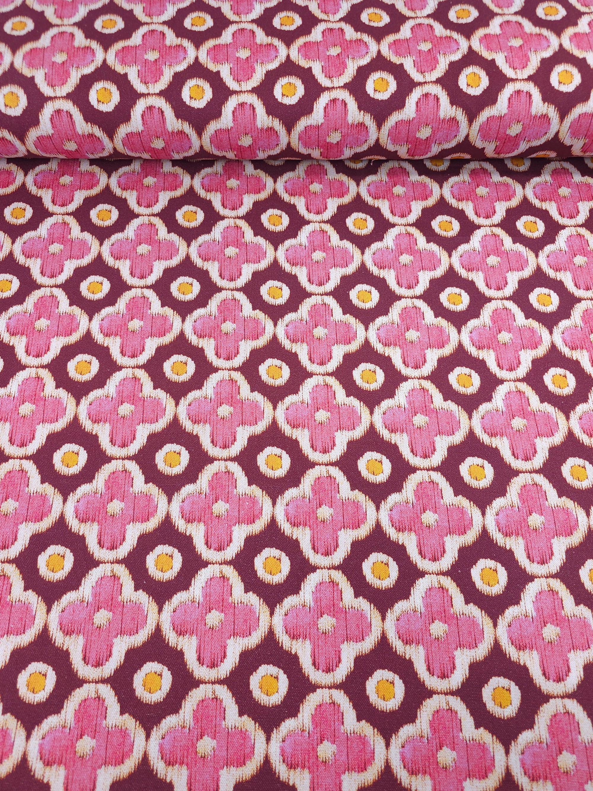 Pink/Grape Bordeaux Tile Lightweight Canvas Cotton