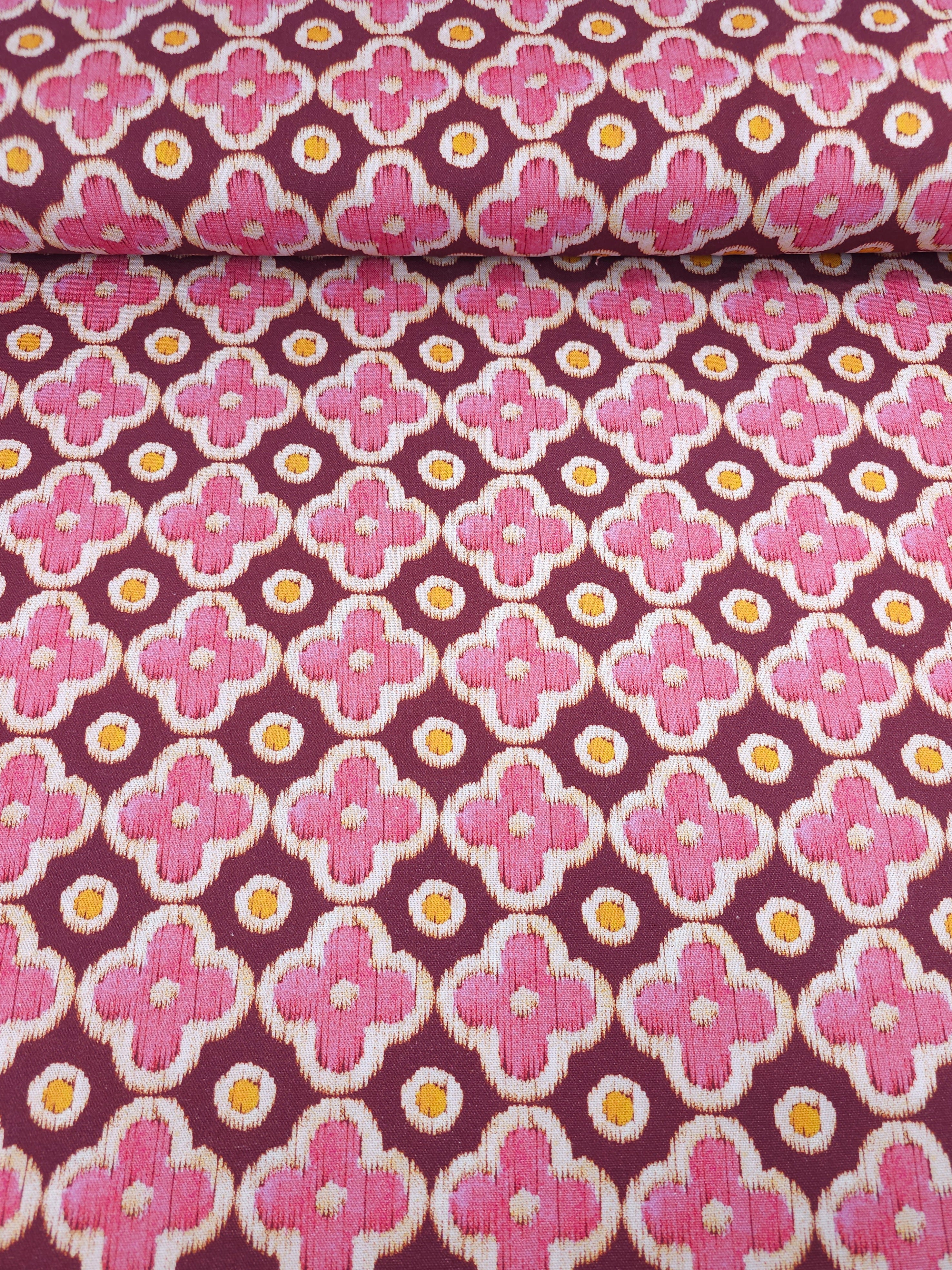 Pink/Grape Bordeaux Tile Lightweight Canvas Cotton