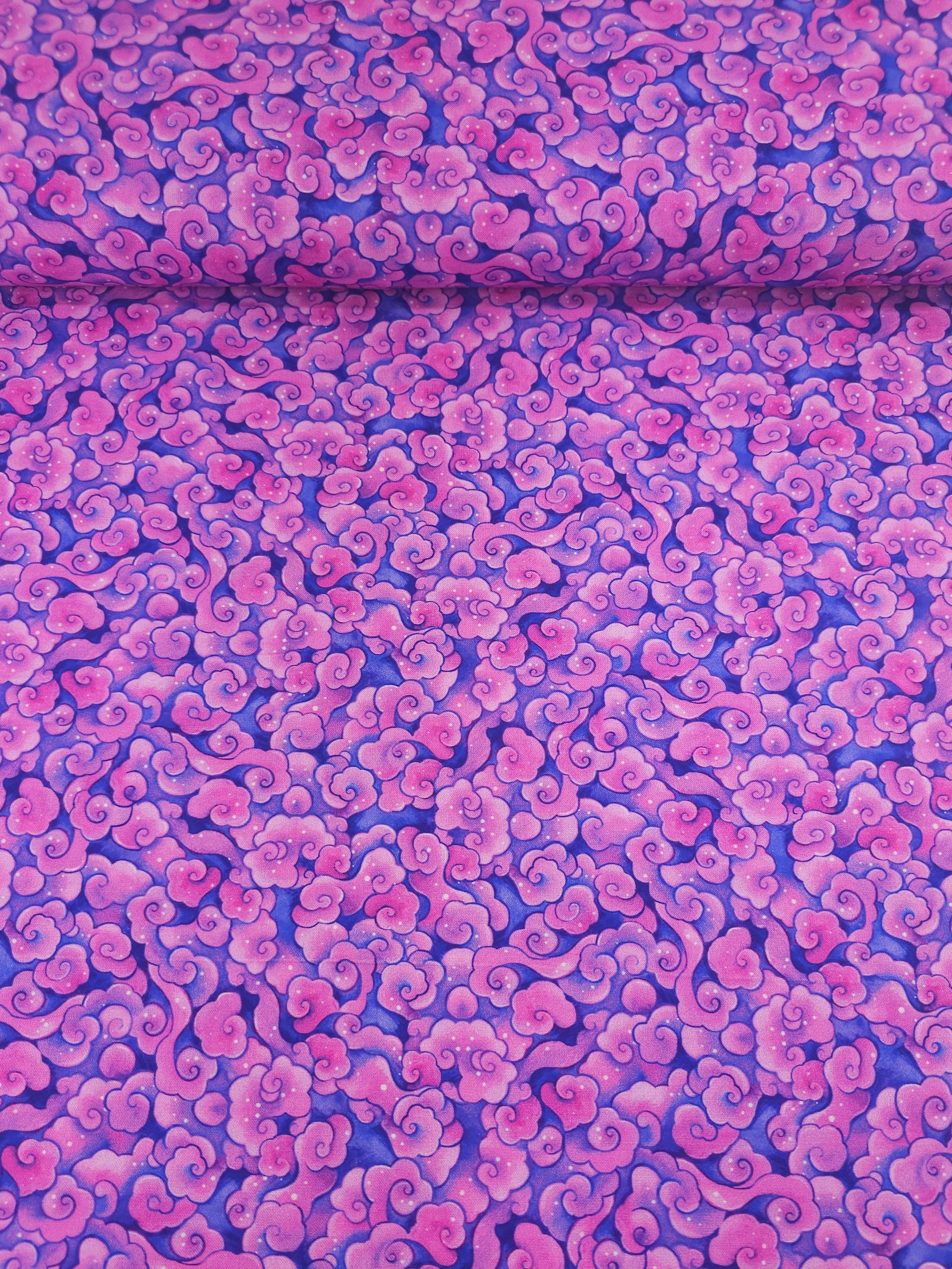 Pink/Periwinkle Cloud Floral 100% Cotton