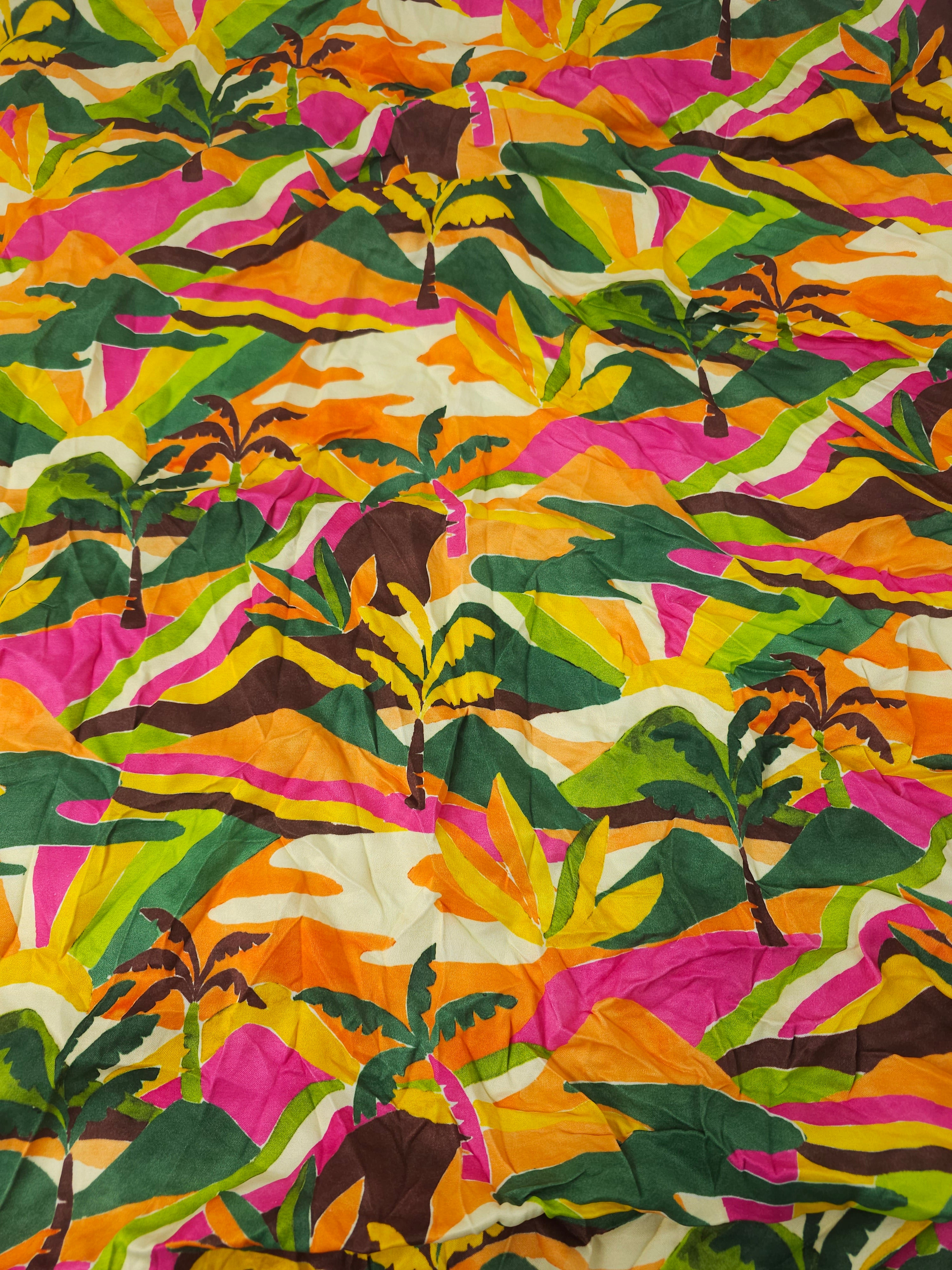 Tropical hills Viscose satin- 1m piece