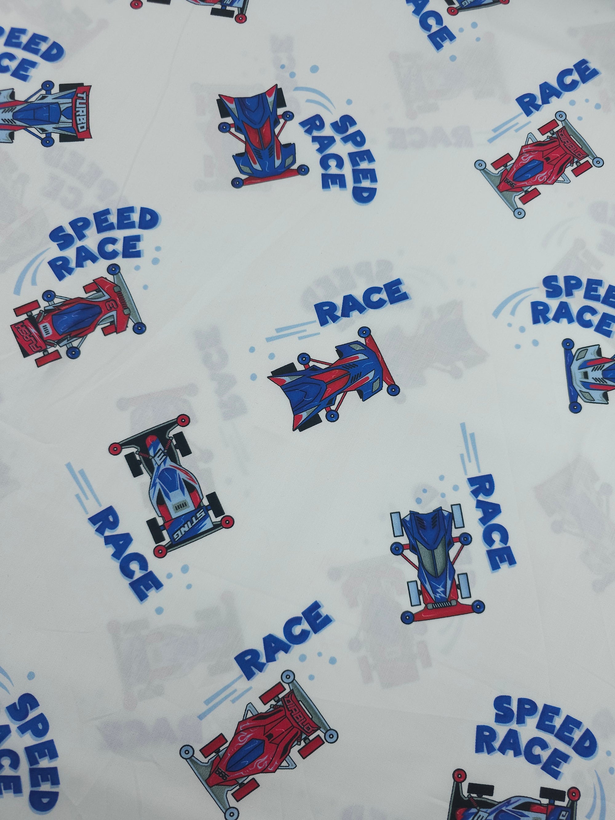 Red/Blue Speed Race 100% Cotton 57"