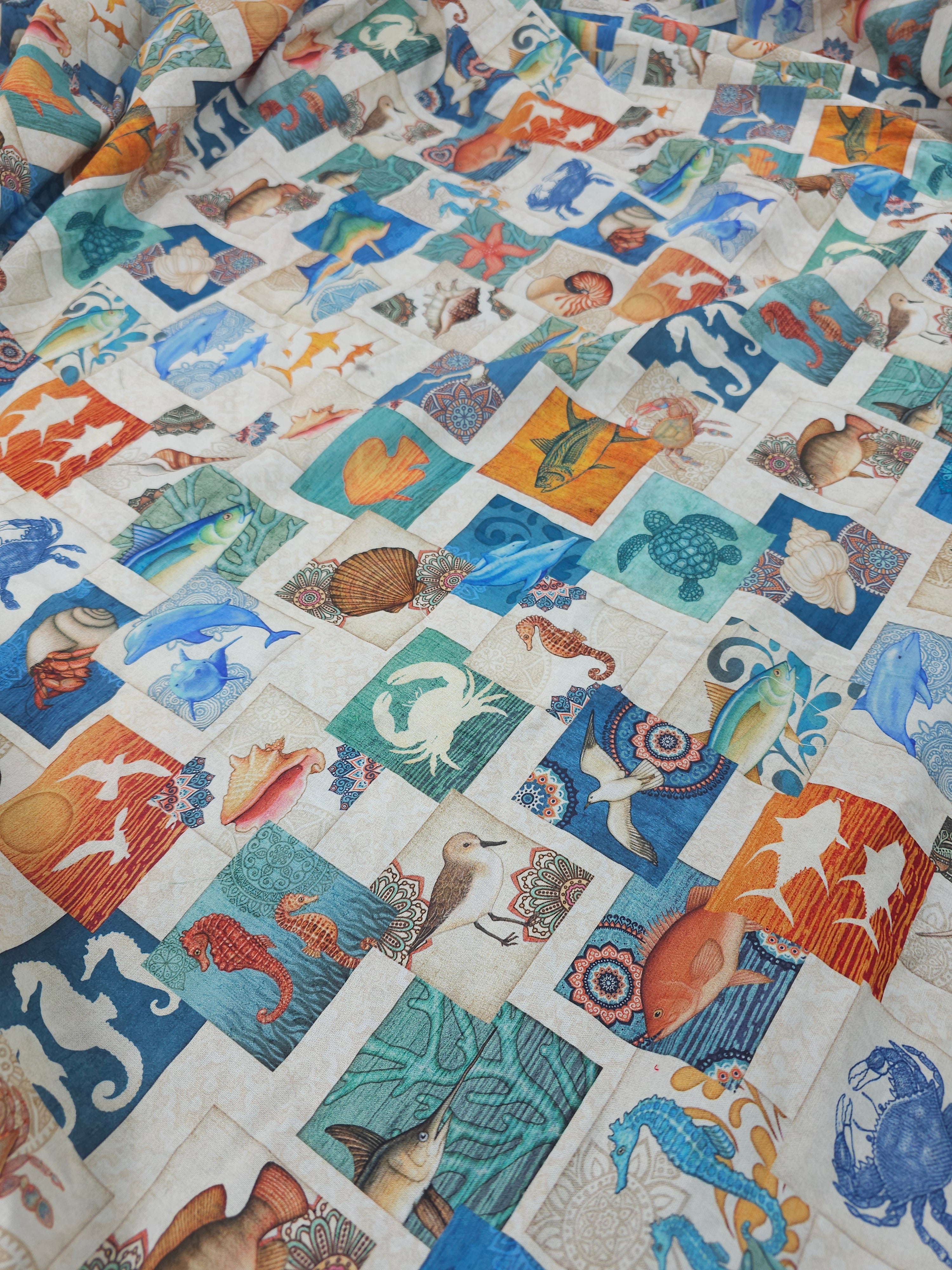Coastal Sea Life Tile 100% Cotton 106” *EXTRA WIDE*