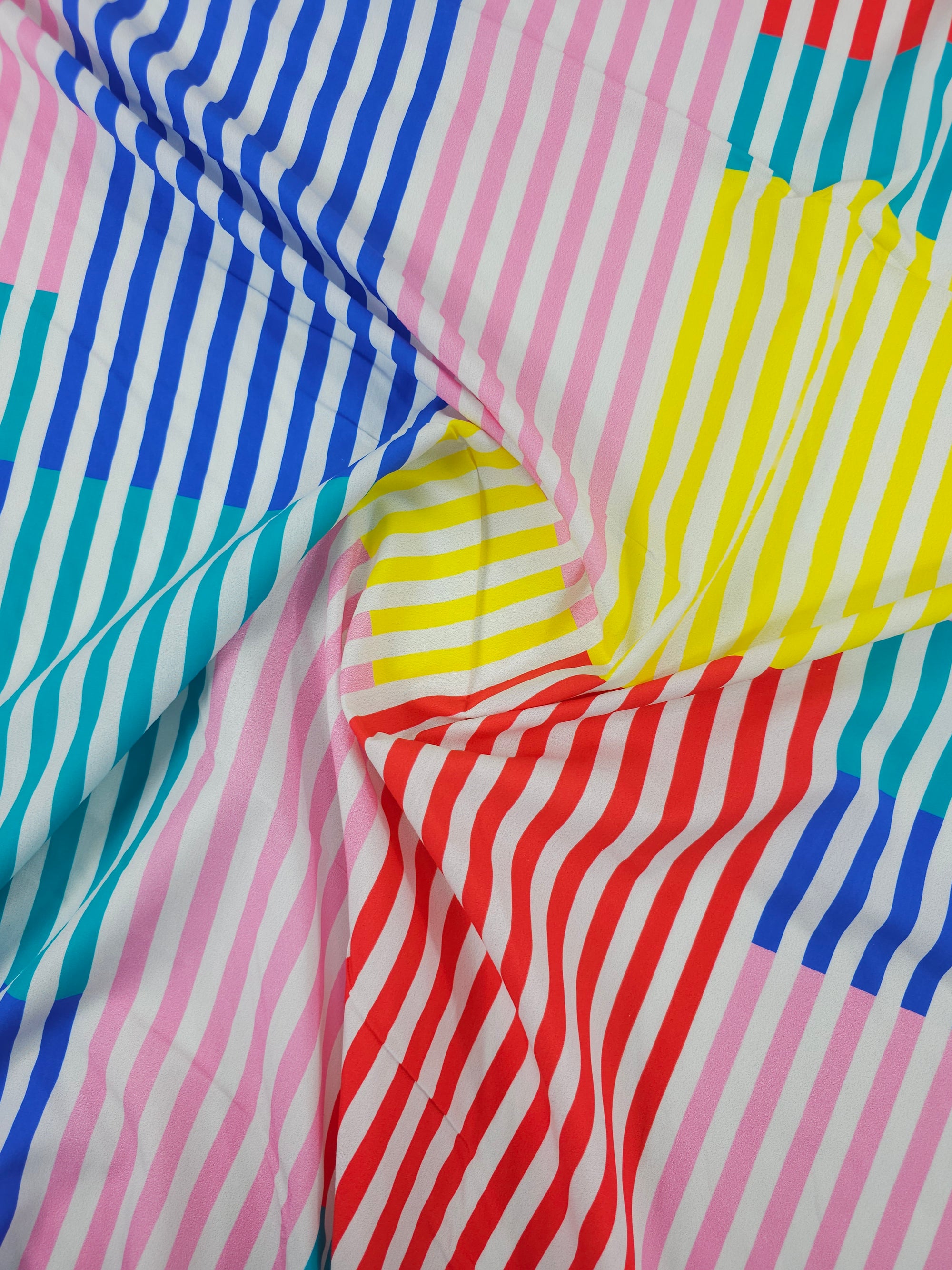 Multicolour Block Stripe Cotton Poplin