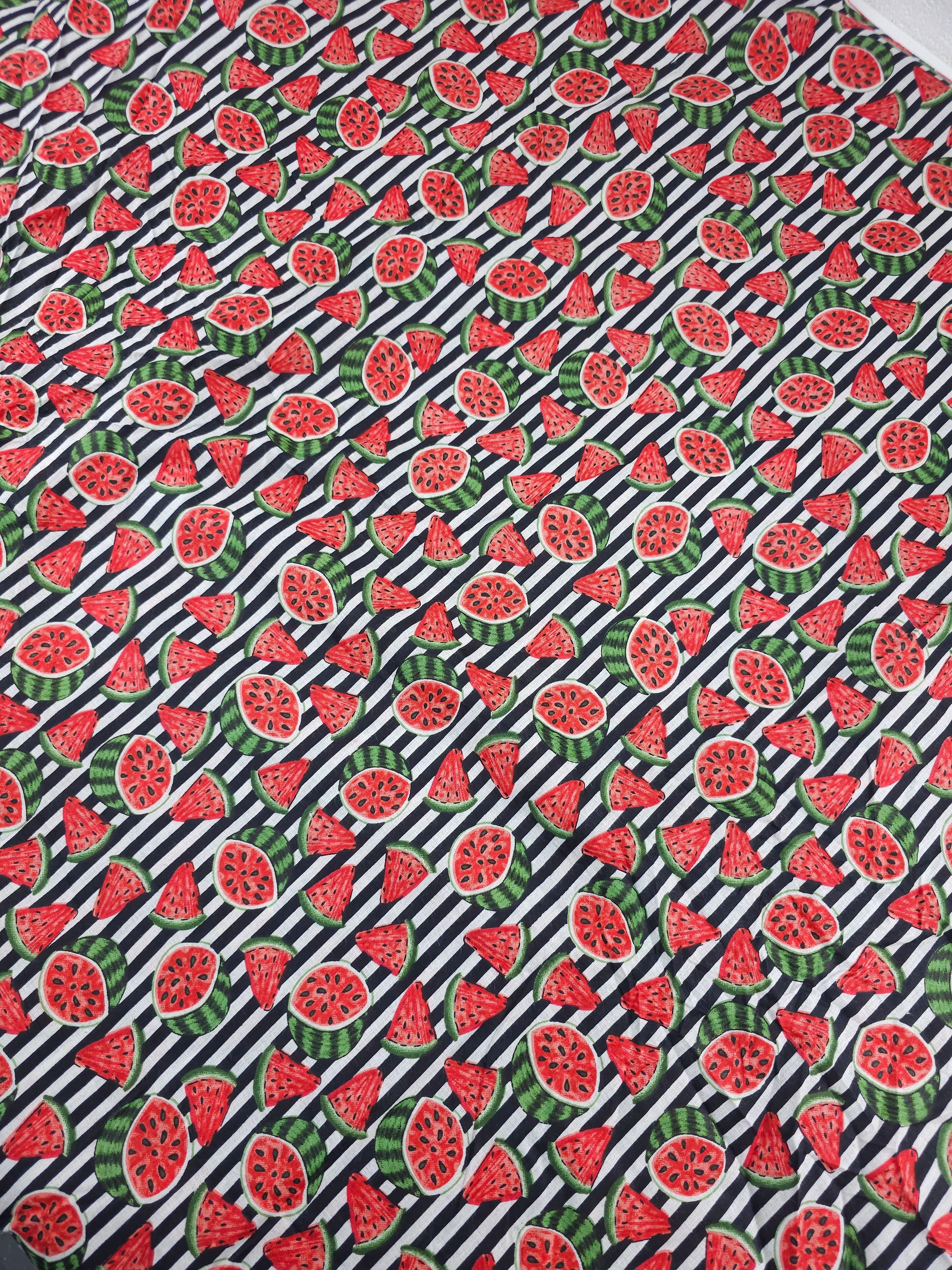 Black Watermelon Stripe Lightweight Cambric Cotton