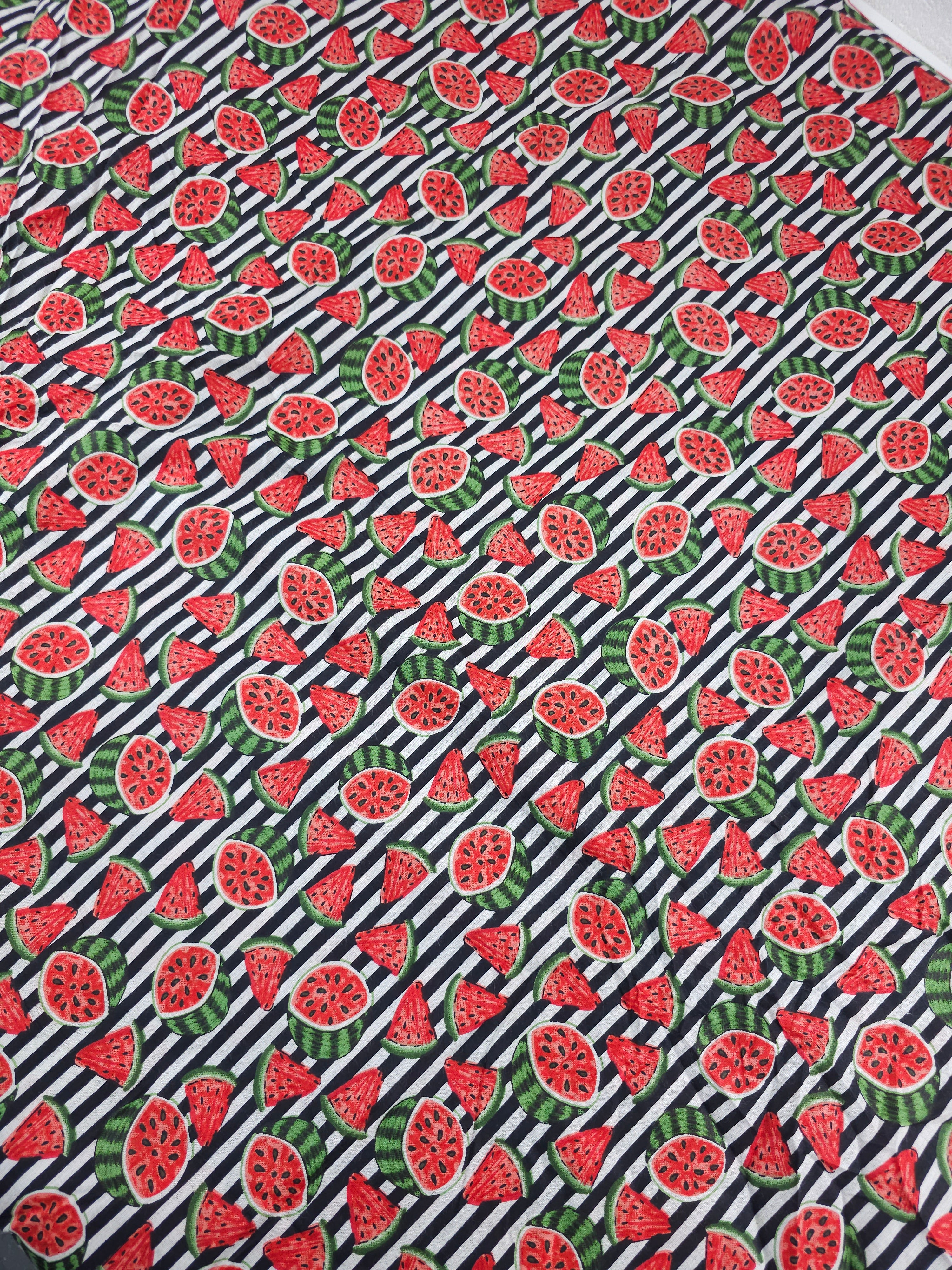 Black Watermelon Stripe Lightweight Cambric Cotton
