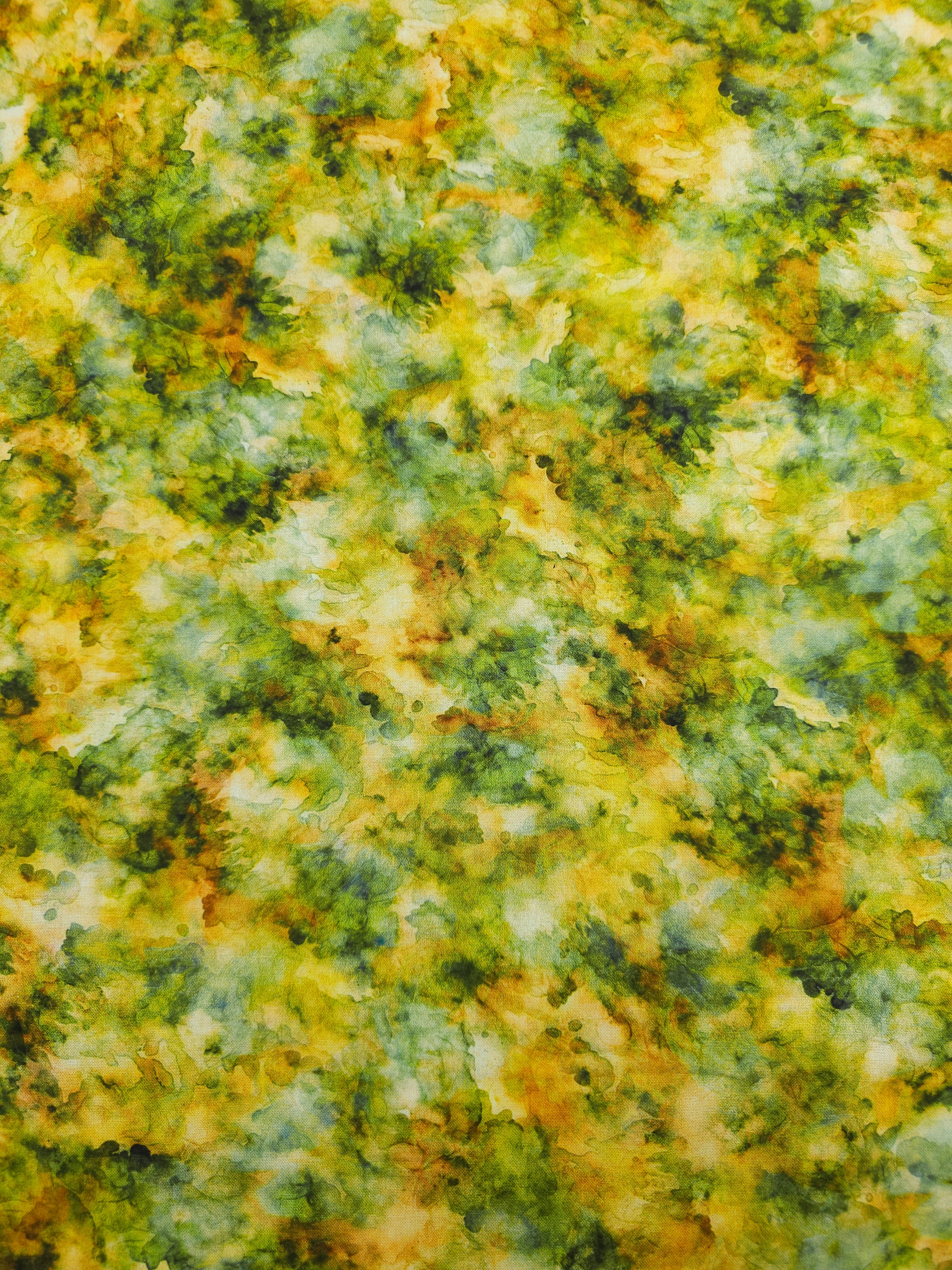 Green/Yellow Iris Watercolour Smoke 100% Cotton 106" *EXTRA WIDE*