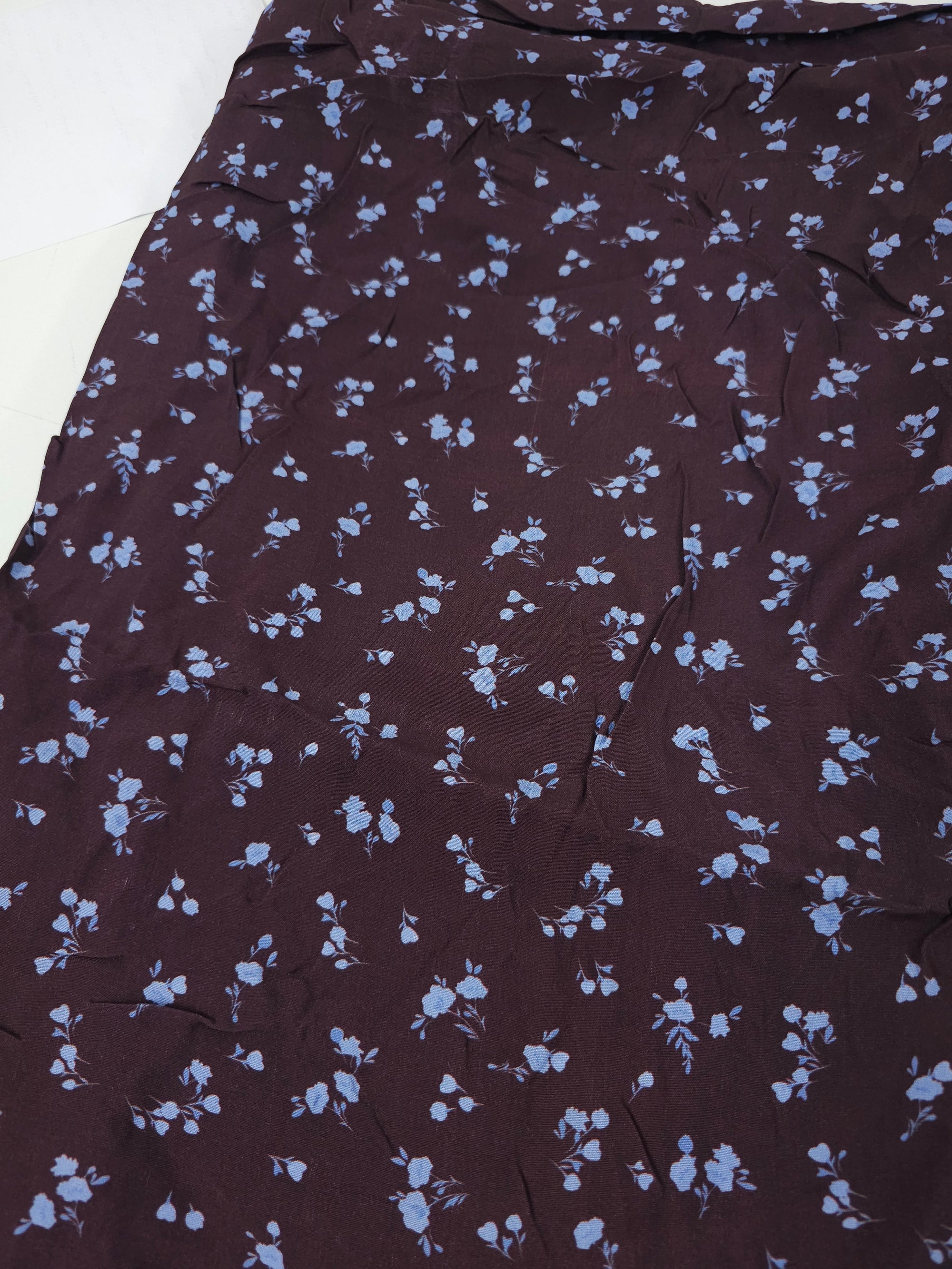 Burgundy Ditsy Flower Viscose Satin (Various Sizes)
