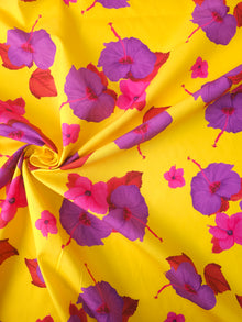  Yellow Hibiscus Floral Cotton Poplin