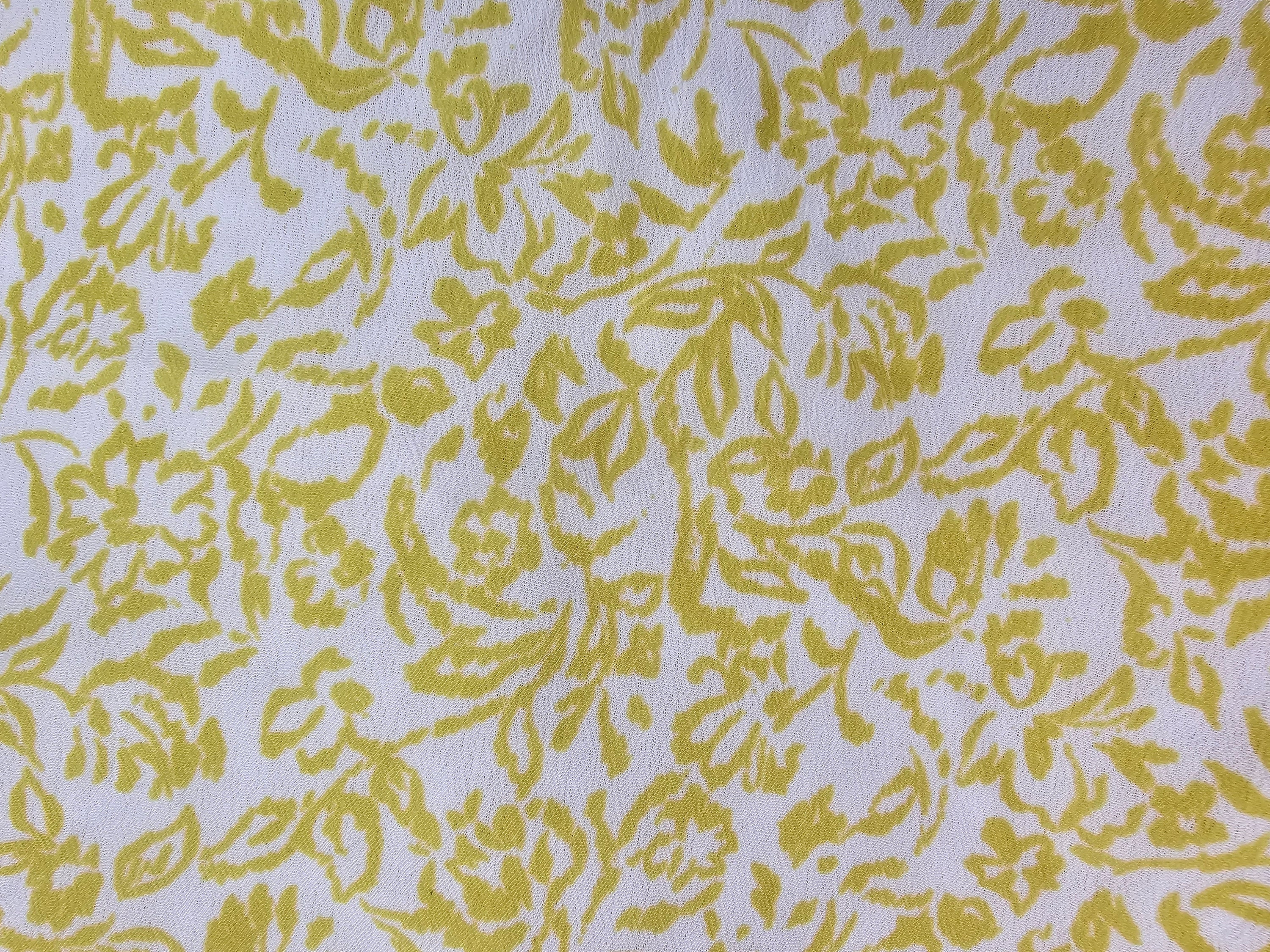 Golden floral Crepe- 1.9m piece