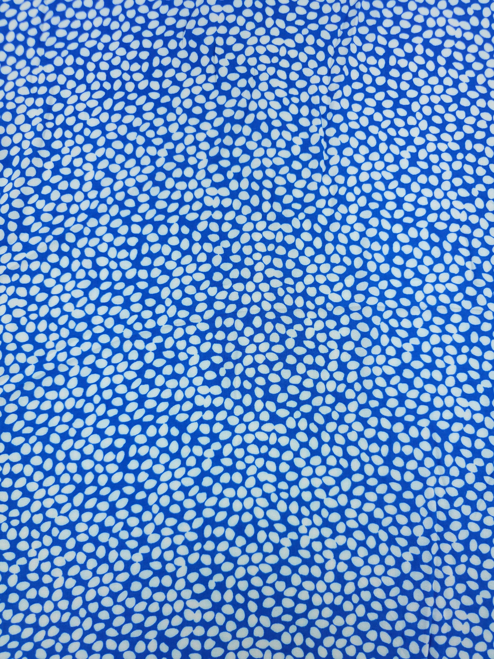 Cobalt Blue/White Pebble Viscose Challis