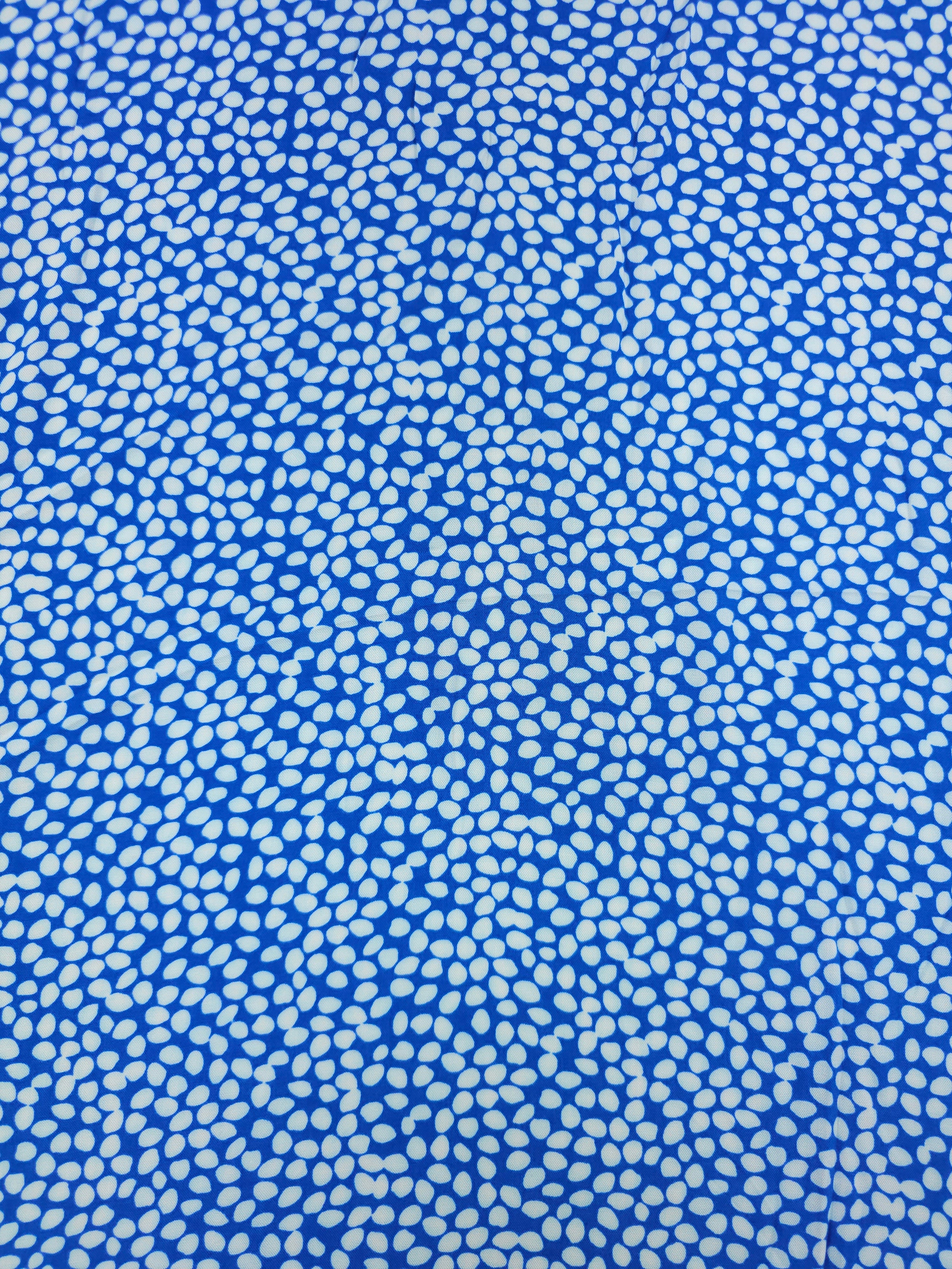 Cobalt Blue/White Pebble Viscose Challis