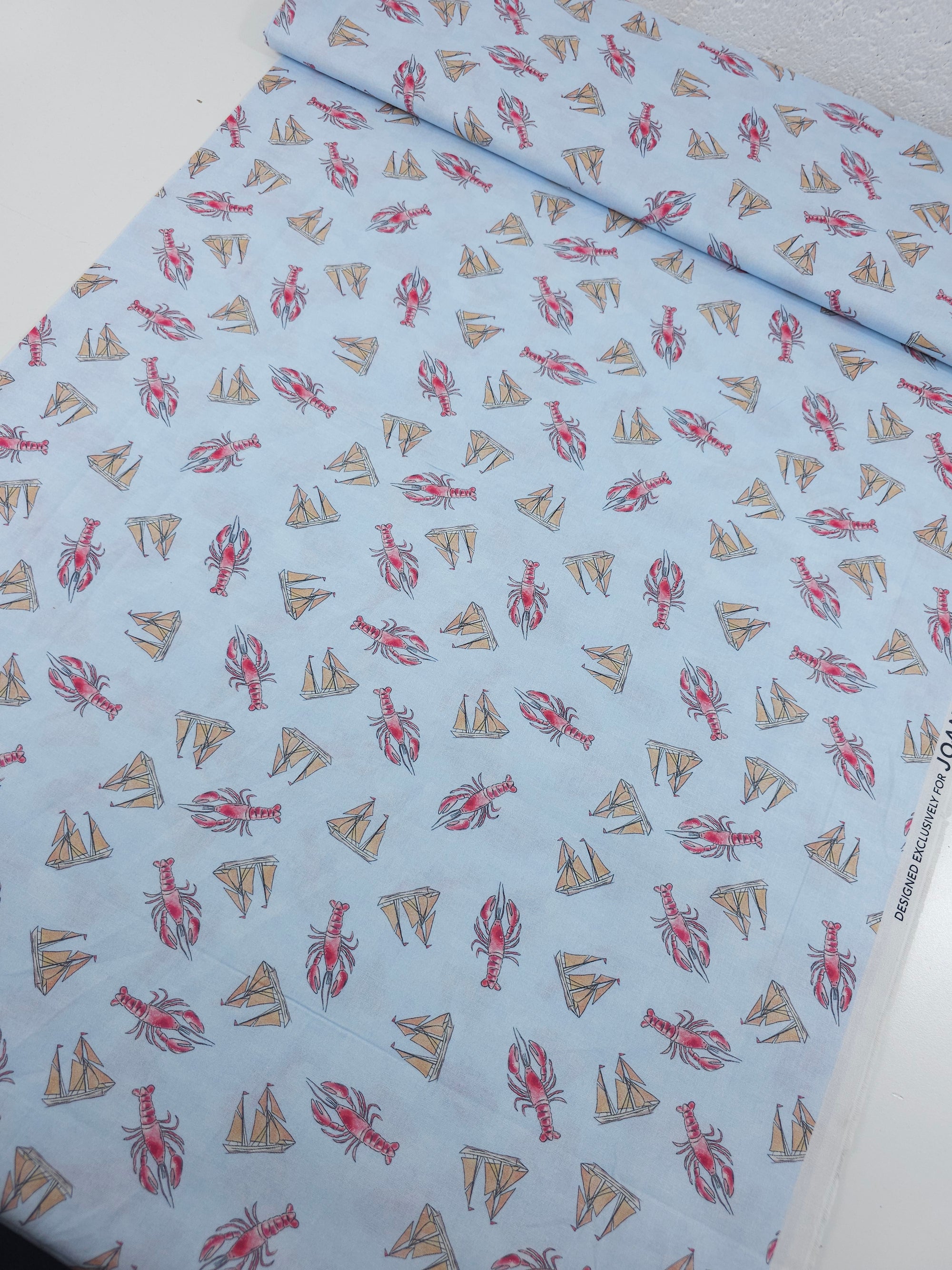 Light Blue Lobster Boat 100% Cotton - Joann