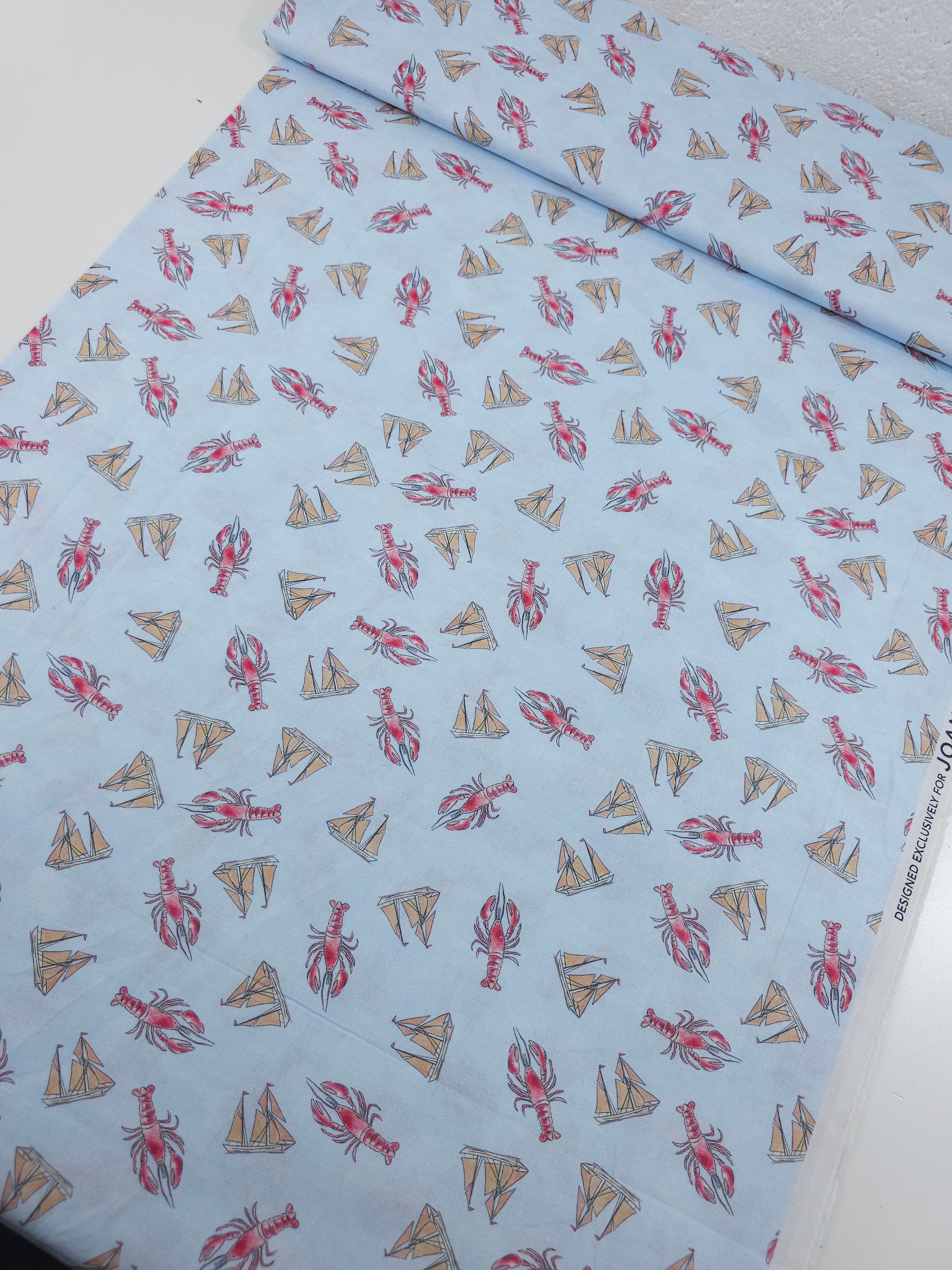 Light Blue Lobster Boat 100% Cotton - Joann