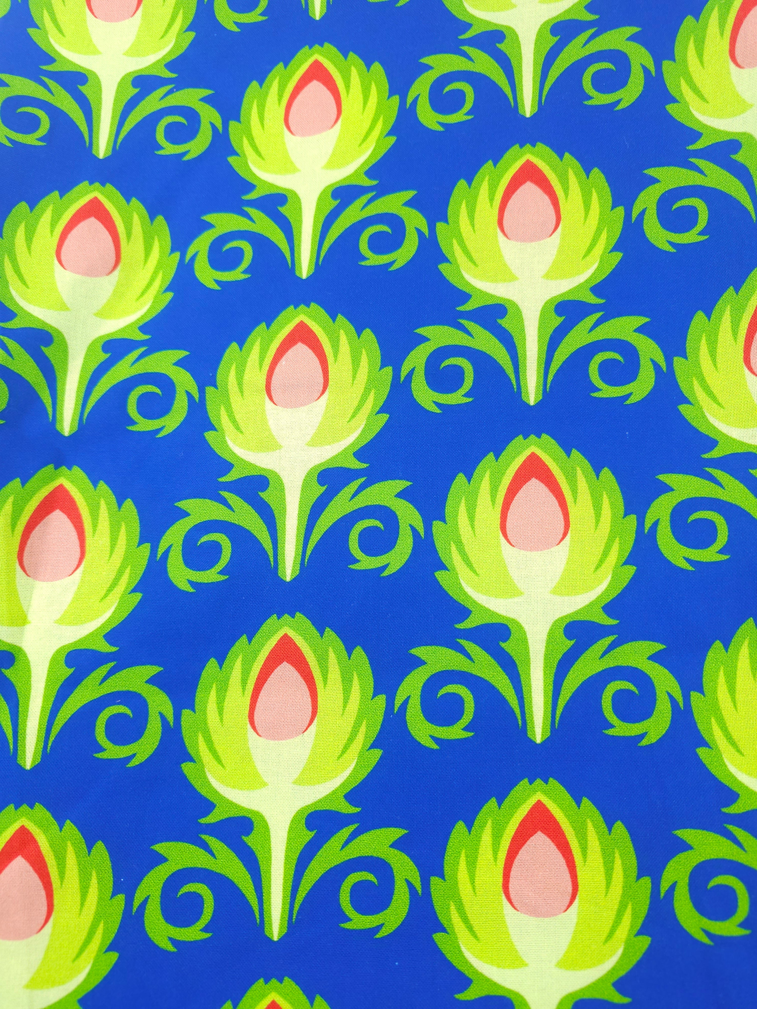 Blue artichoke Cotton- 0.9m piece