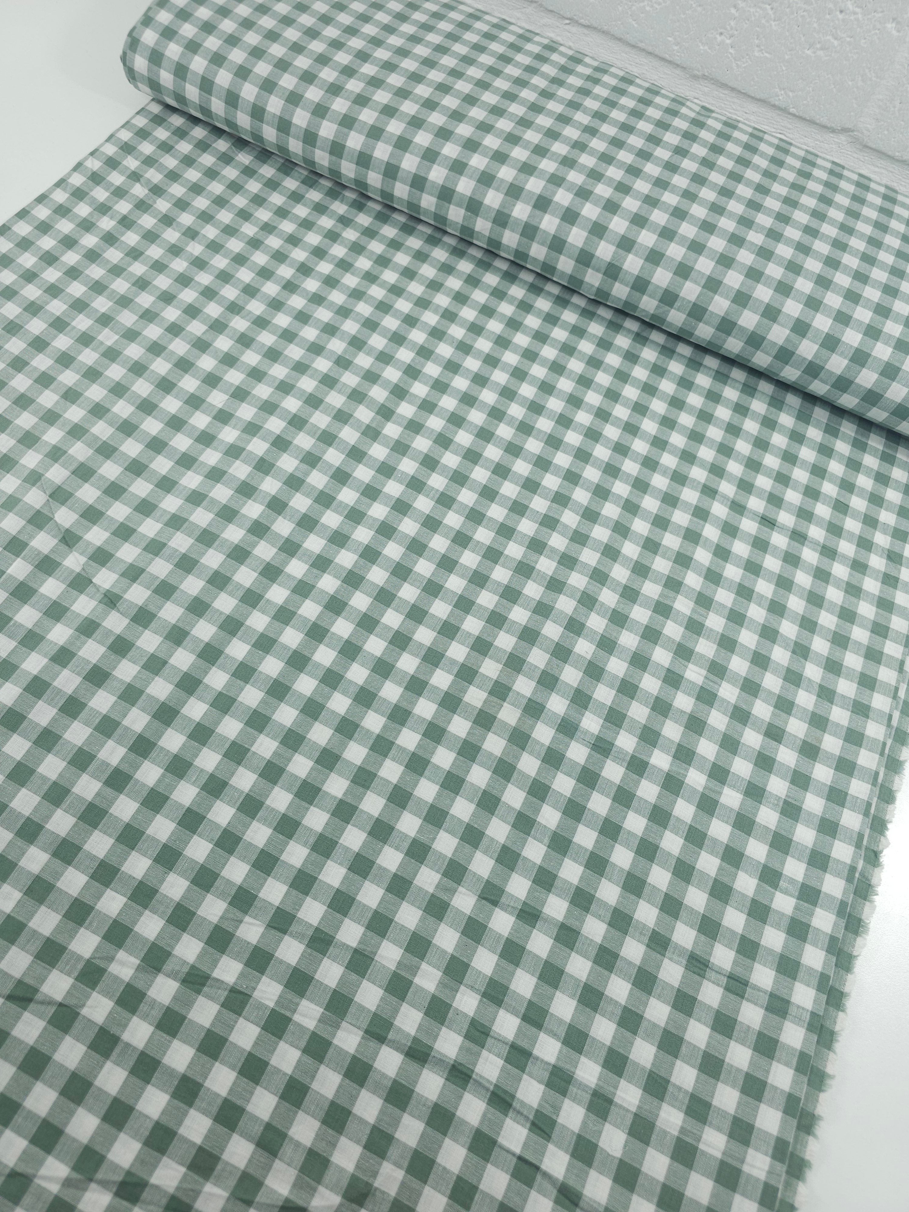 Pale Pine Green Gingham 100% Cotton 98" *EXTRA WIDE*