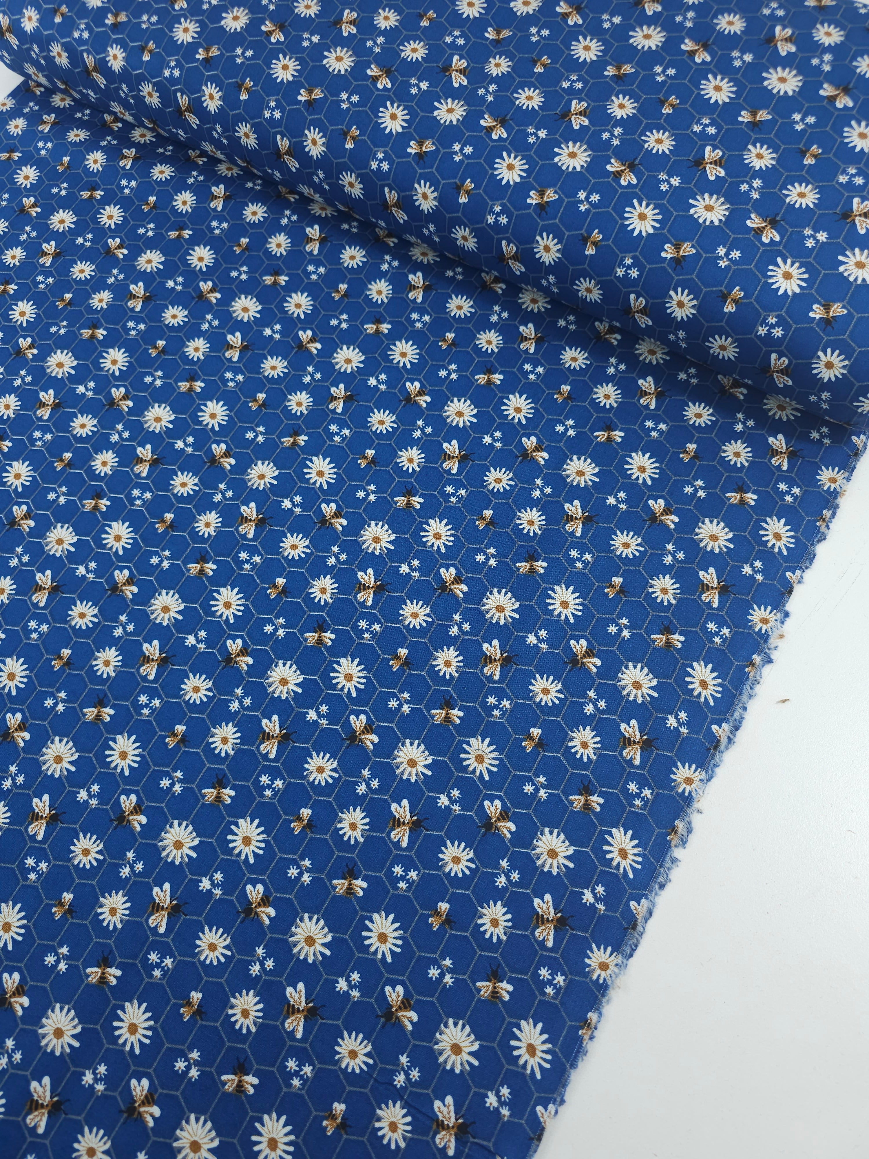 Denim Blue Daisy Bee 100% Cotton