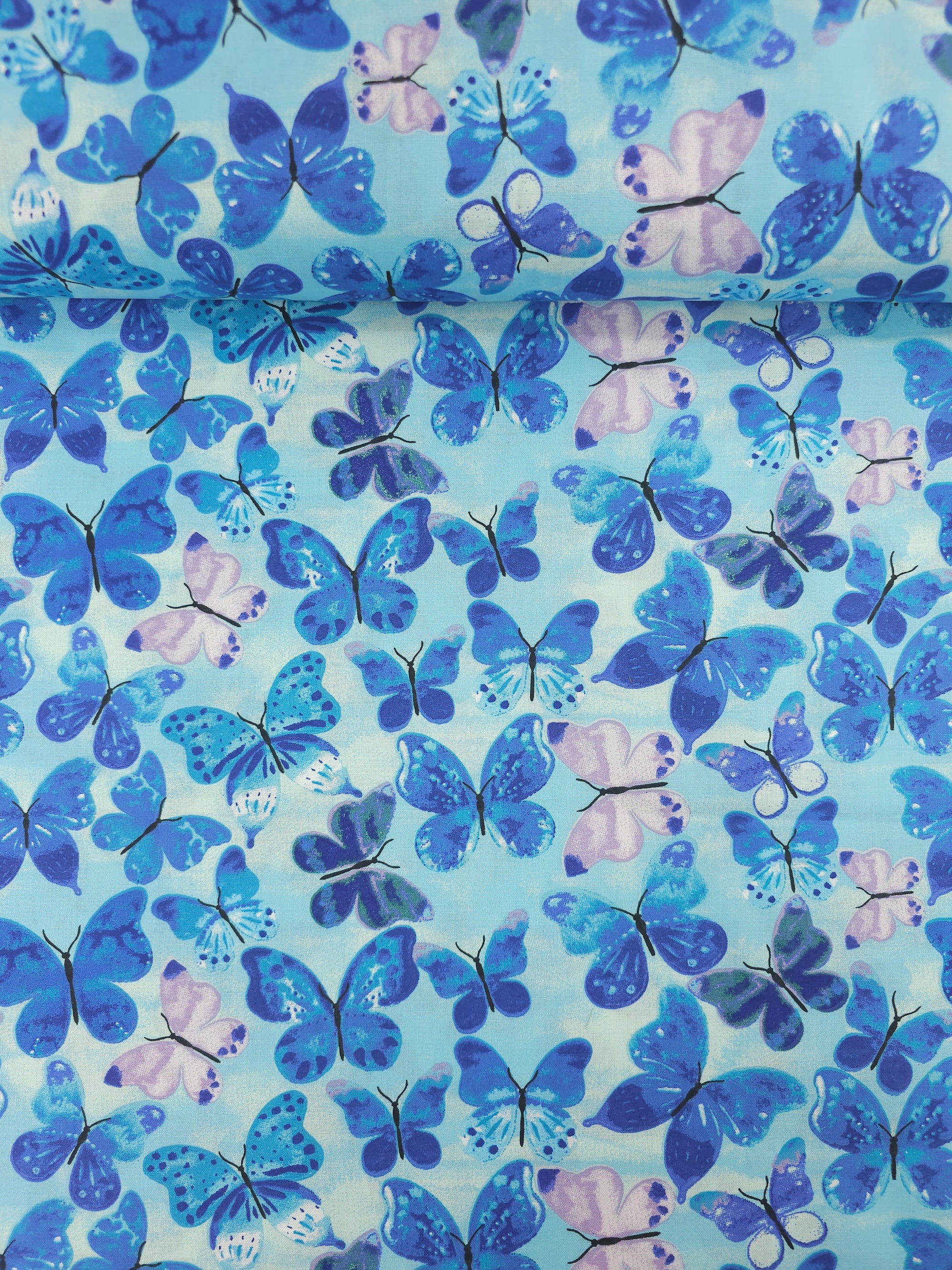 Blue/Lilac Butterfly 100% Cotton