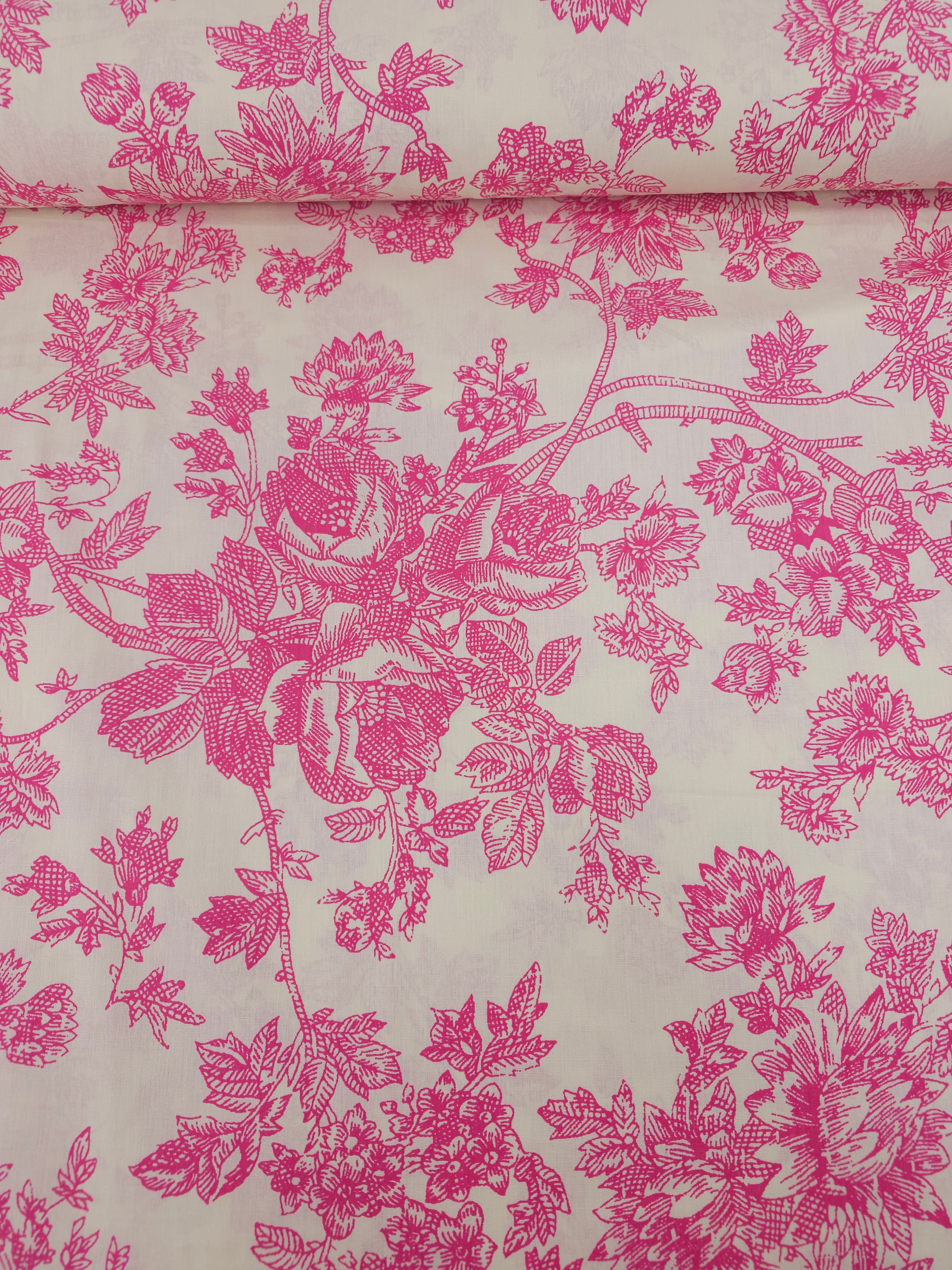 Pink Sketch Floral 100% Cotton 110” - Urban Outfitters *EXTRA WIDE*