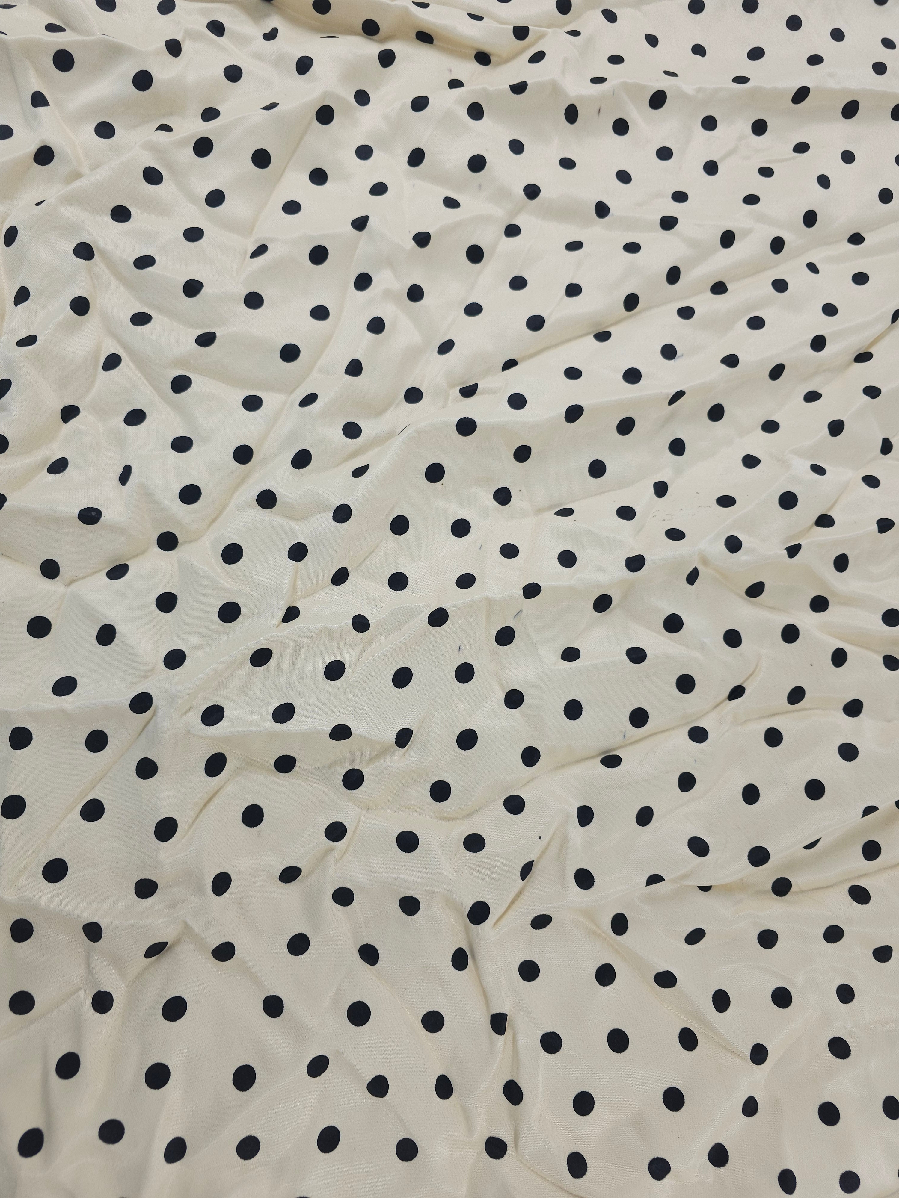 Cream polka Viscose sateen- 1m piece