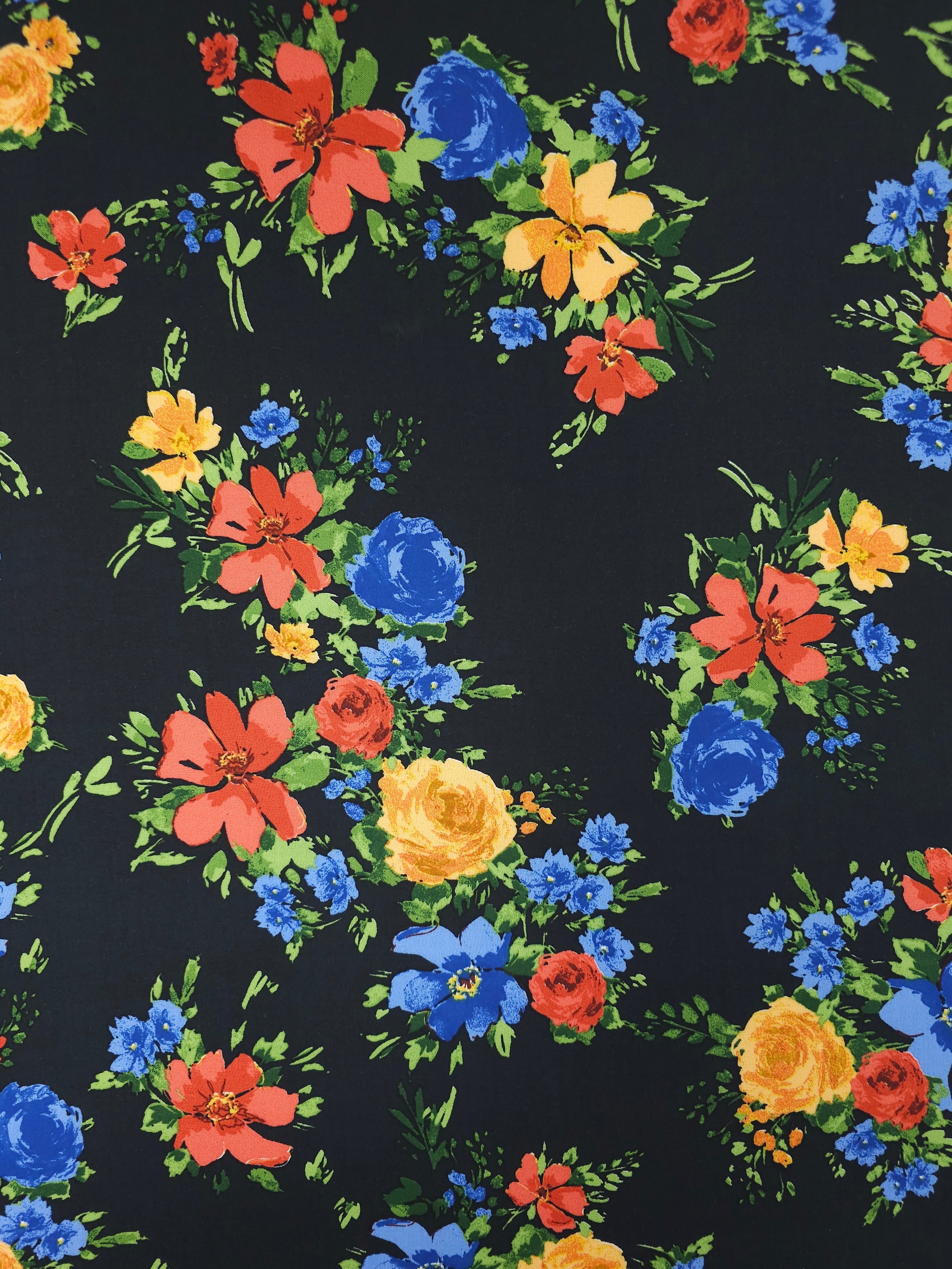 Rose Bunch Floral Viscose Challis