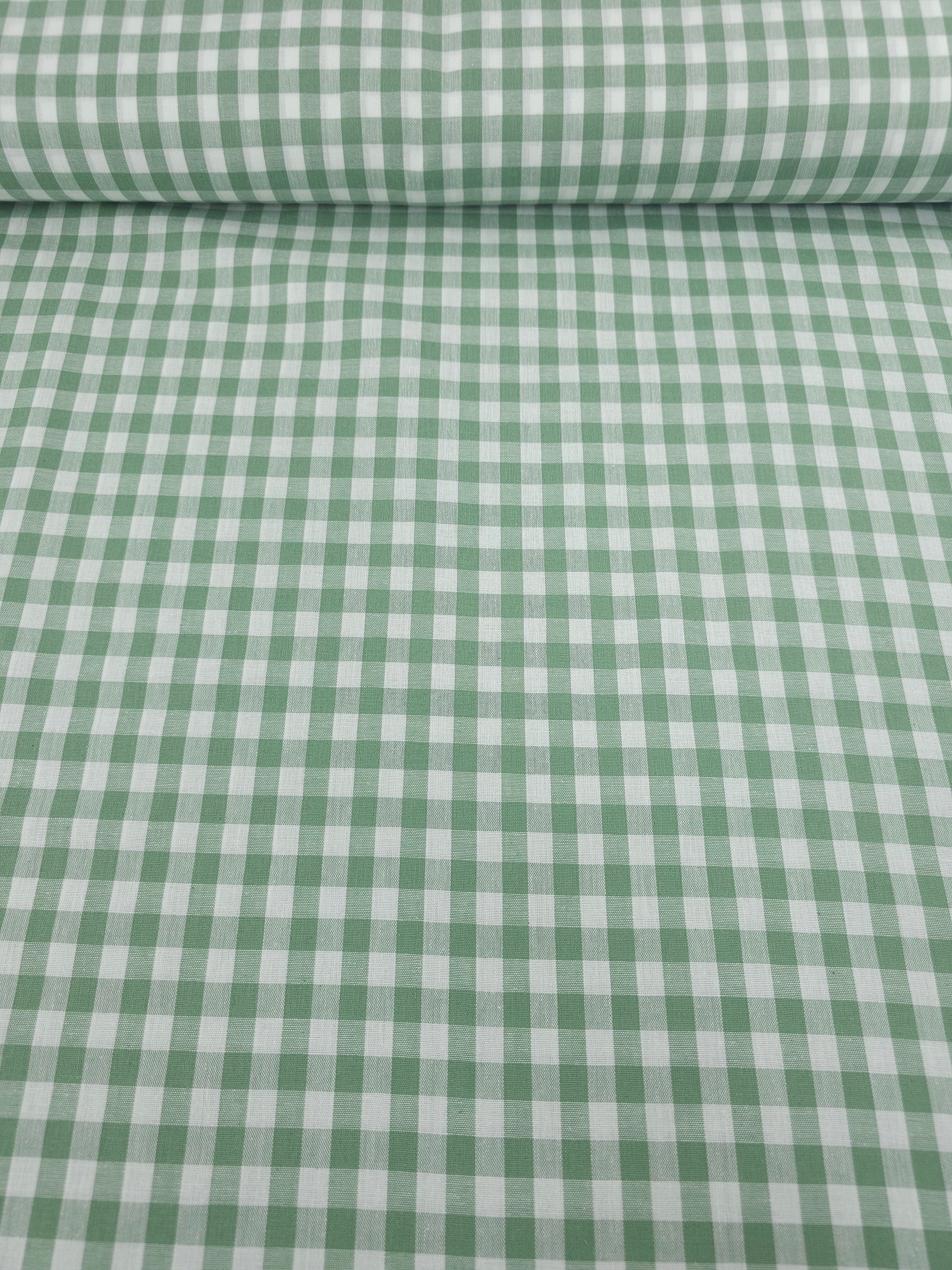Sage Green Gingham 100% Cotton 55"