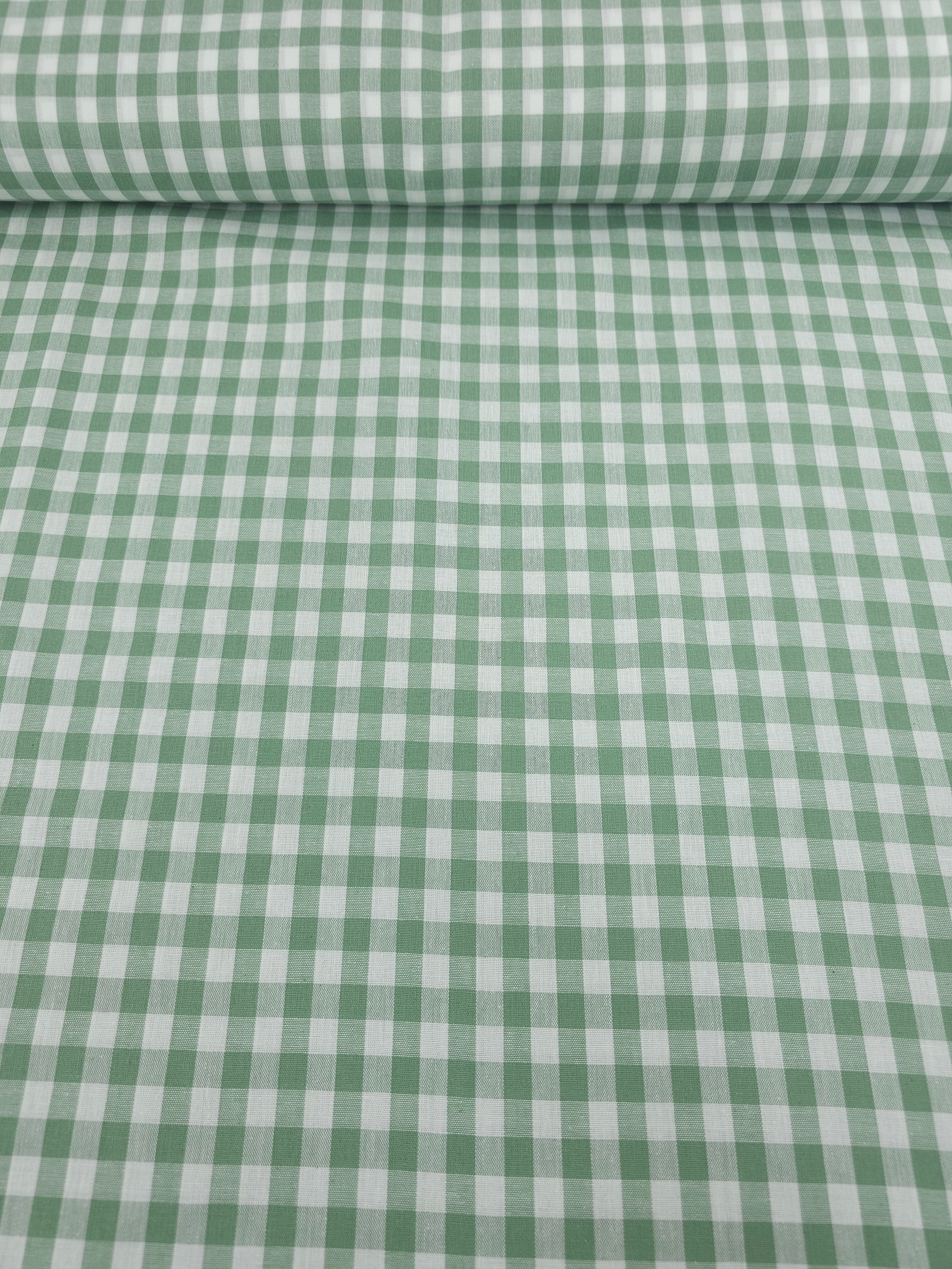 Sage Green Gingham 100% Cotton 55"