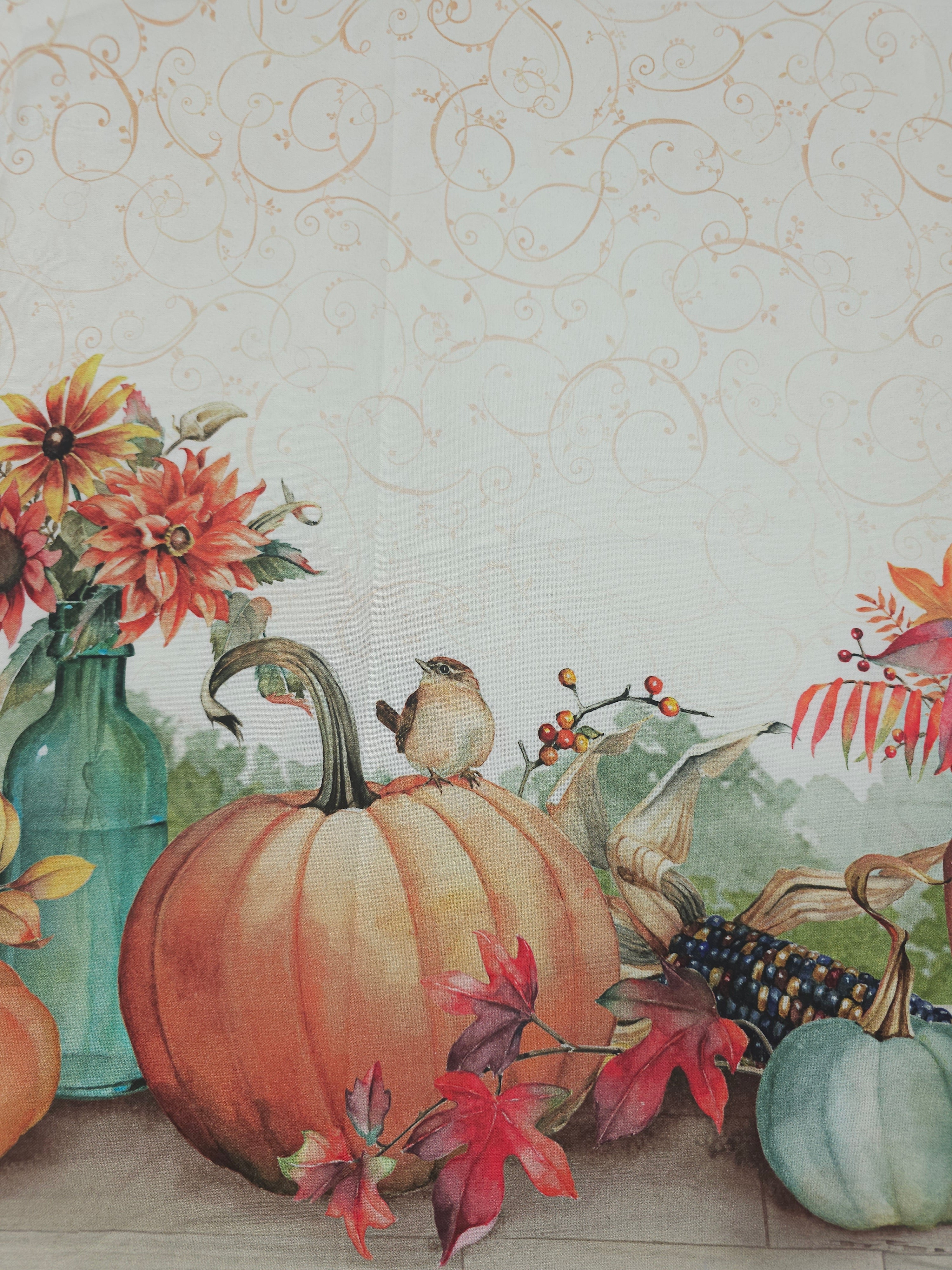 Pumpkin Floral Display 100% Cotton
