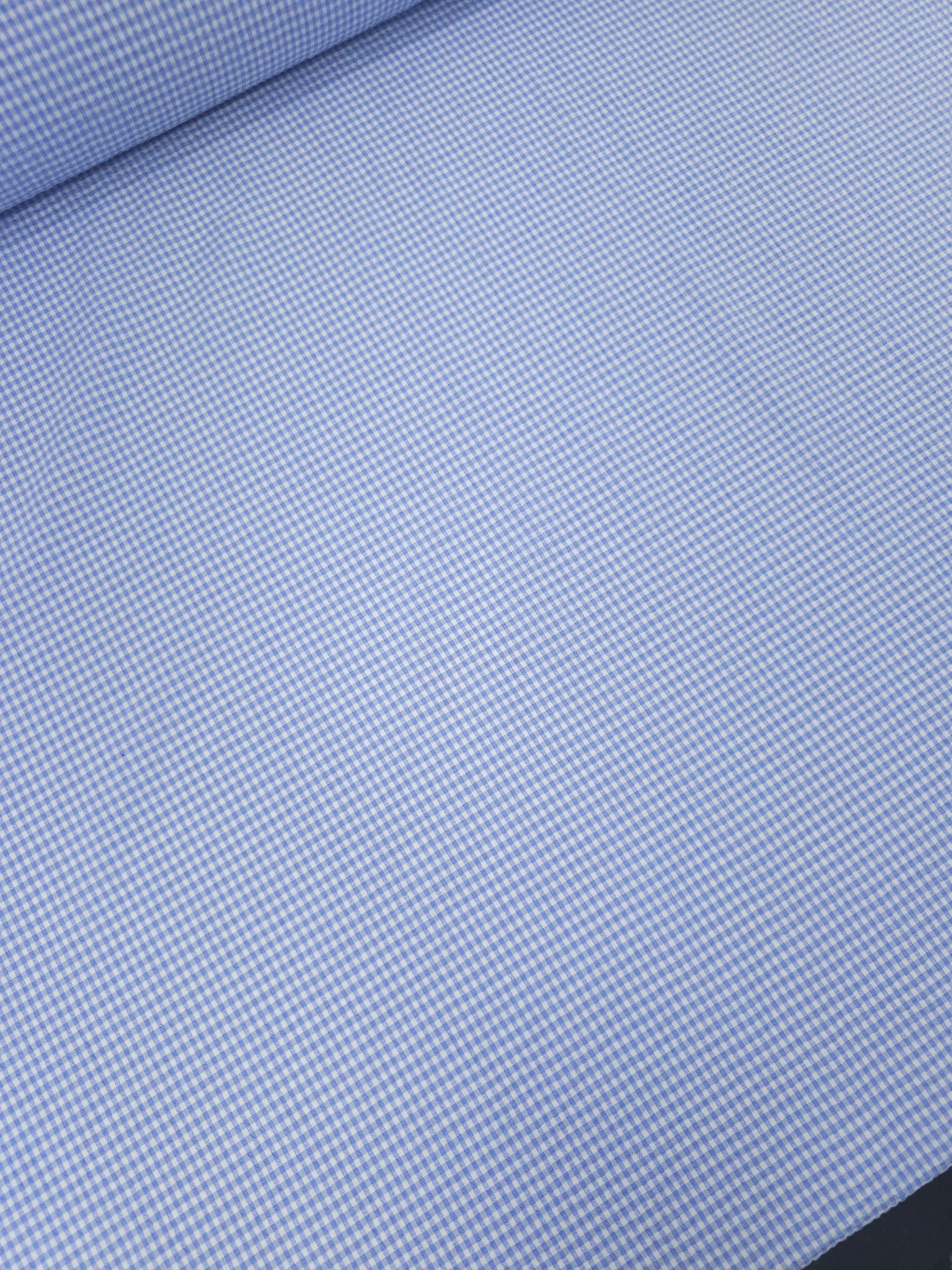 Baby Blue/White Mini Gingham Crinkle Cotton