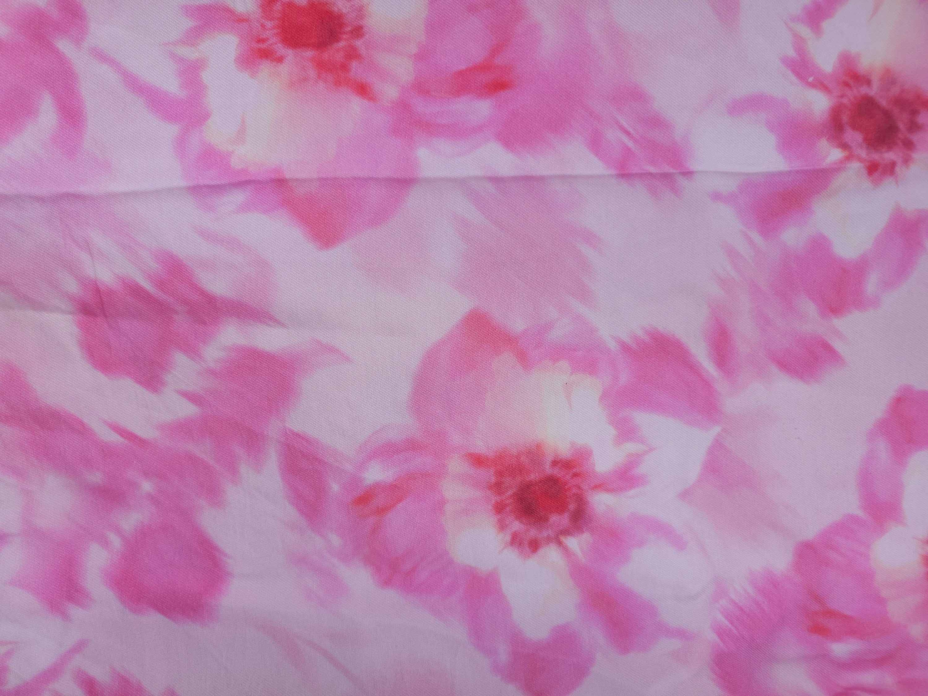 Pink Petal Burst Poly Crepe - 2m Piece