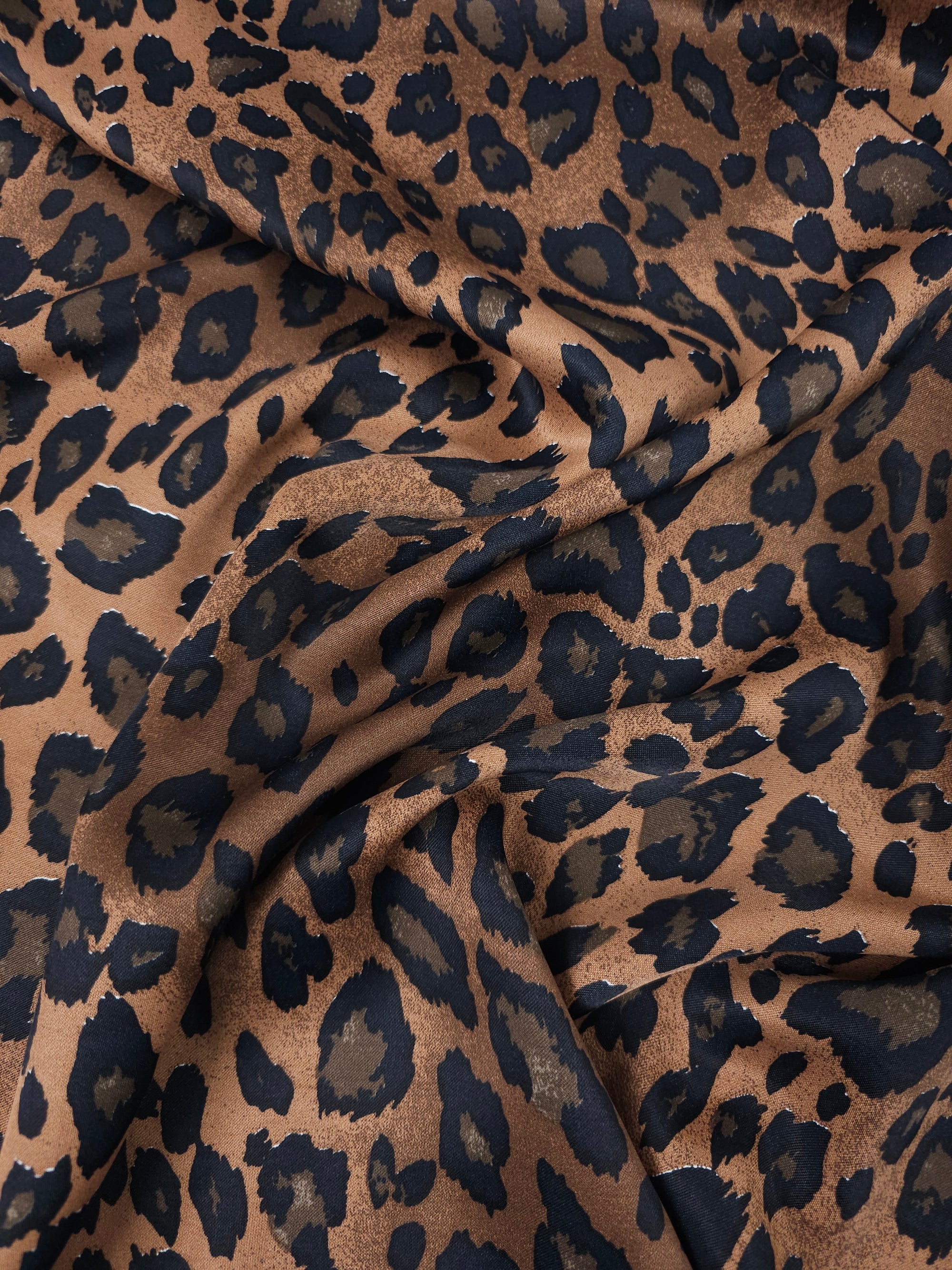 Warm Brown Gradient Leopard Viscose Satin