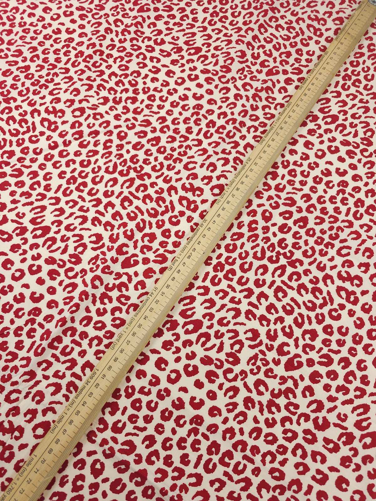 Ivory/Cherry Red Leopard Cotton Poplin
